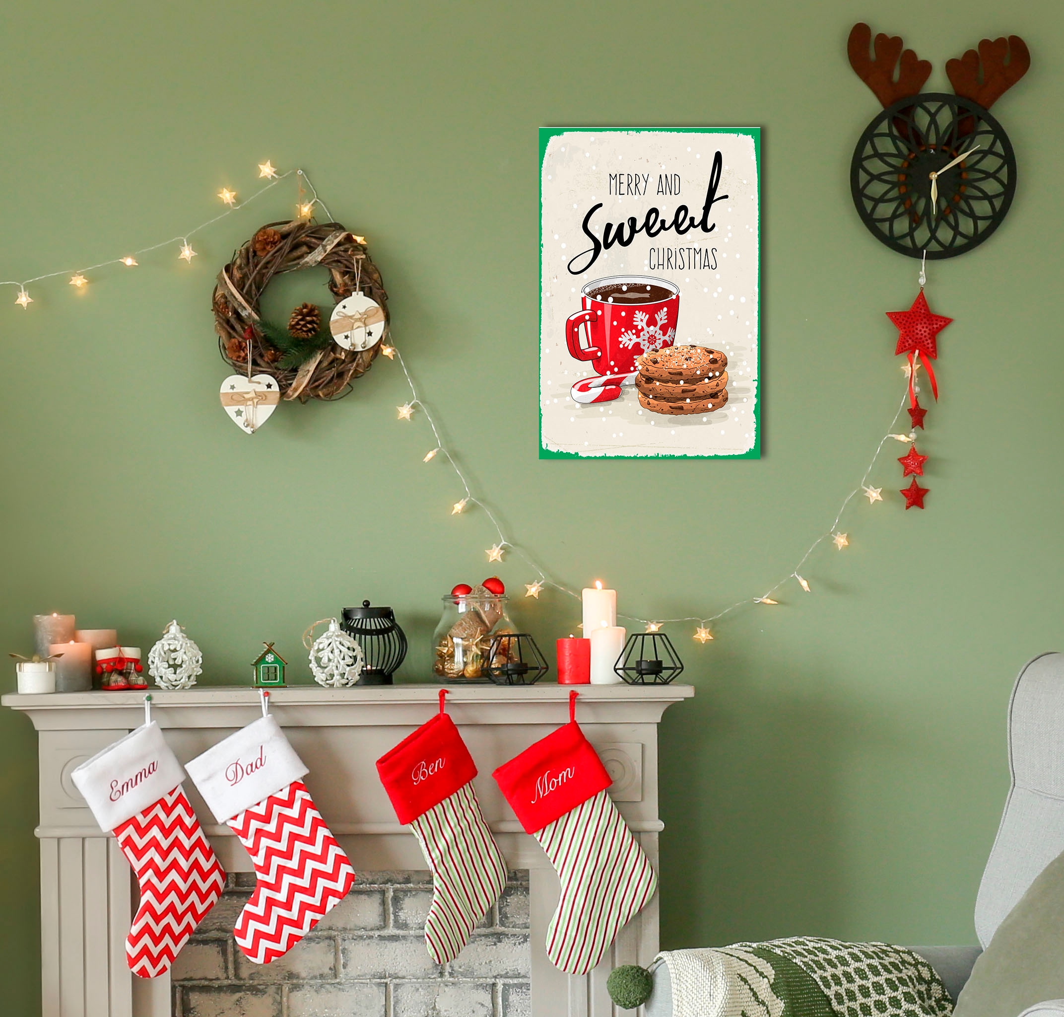 queence Metallbild "Sweet Christmas" Essen Schriftzug Schriftzüge Weihnachten 1 Stk. tlg. Stahlschilder
