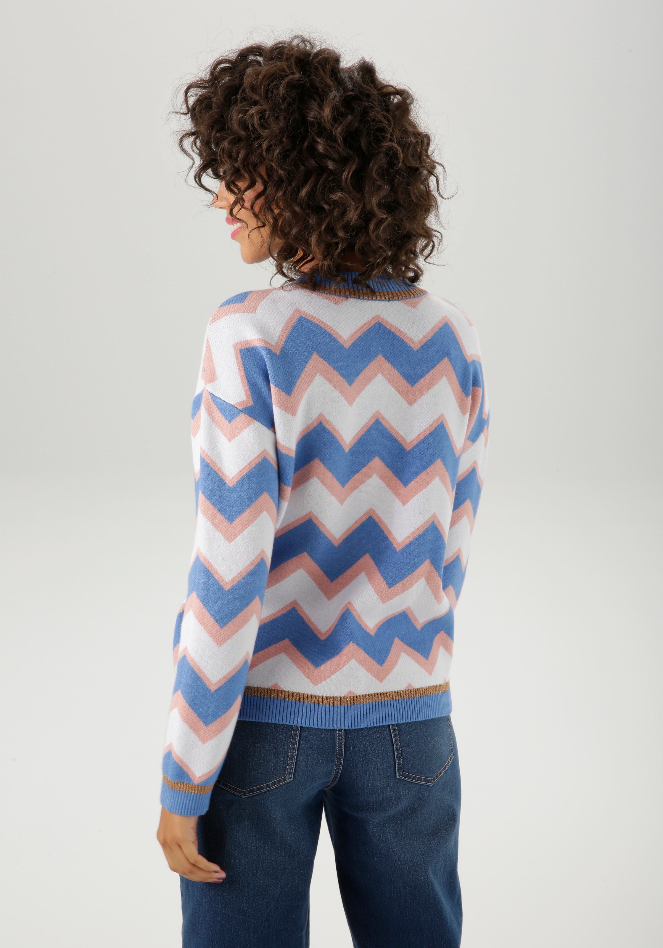 Aniston CASUAL Strickpullover, im interessantem Zick-Zack-Muster - NEUE KOLLEKTION