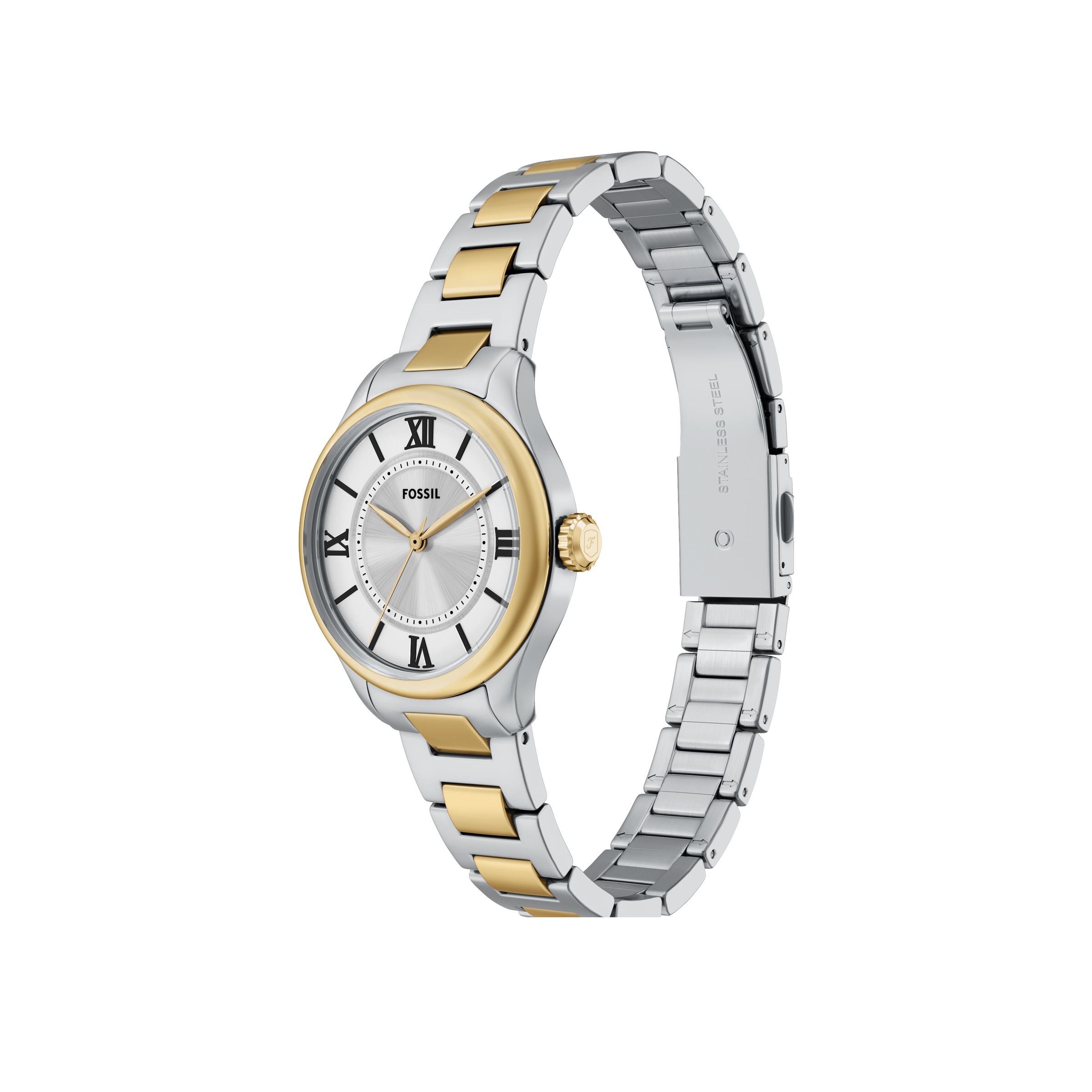 Fossil Quarzuhr »GILMORE«, Armbanduhr, Damenuhr, Edelstahlarmband, analog