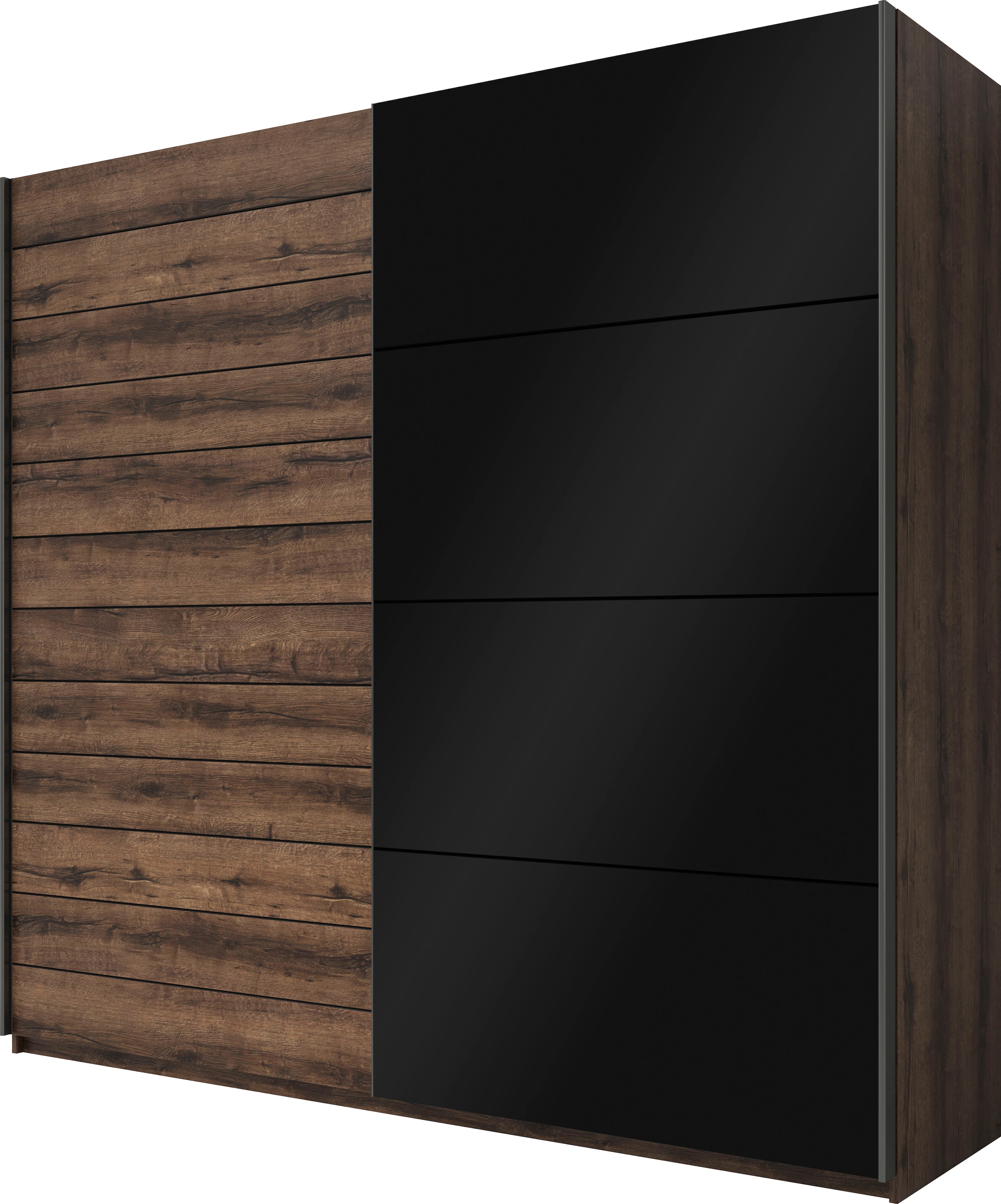INOSIGN Schwebetürenschrank »Galaxy Kleiderschrank, Wäscheschrank 200, 220 oder 270cm breit«, INKLUSIVE kompletter Innenausstattung, Metallgriffe und Glasfront