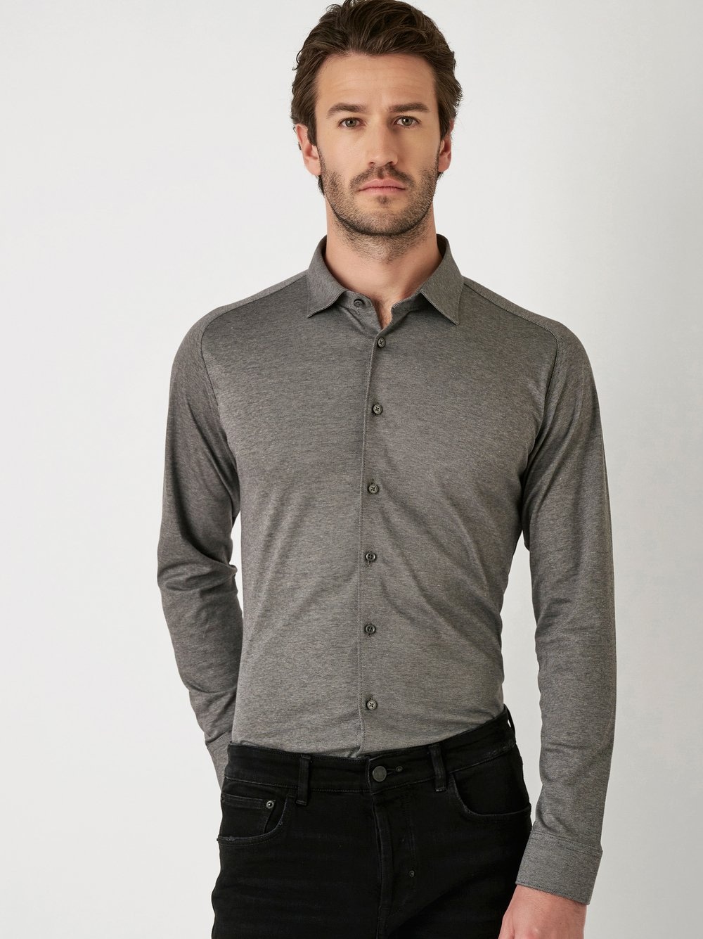 DESOTO Langarmhemd "Jerseyhemd Casual Kent"
