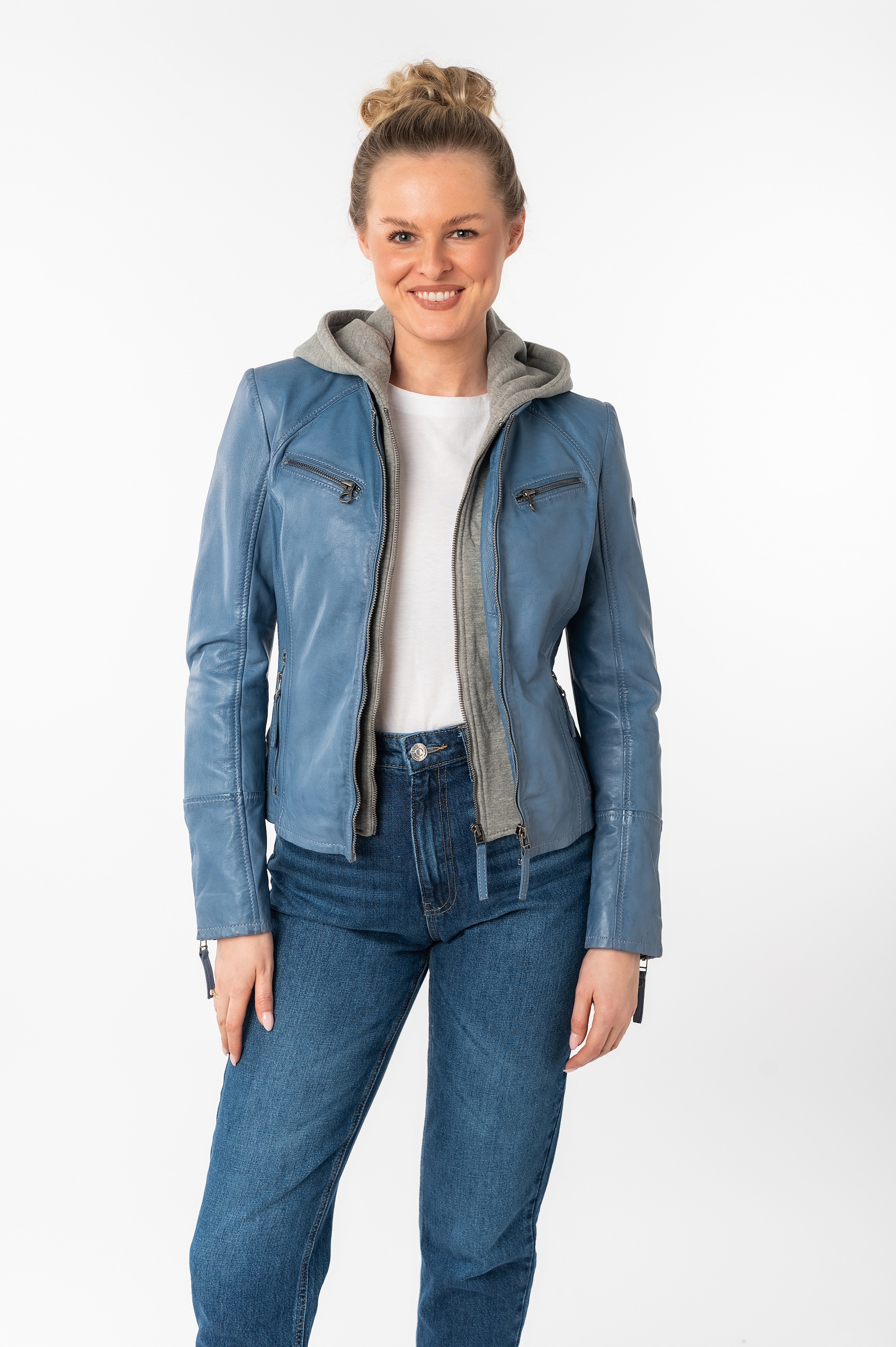 MAURITIUS Nola Lederjacke Blau 38 3