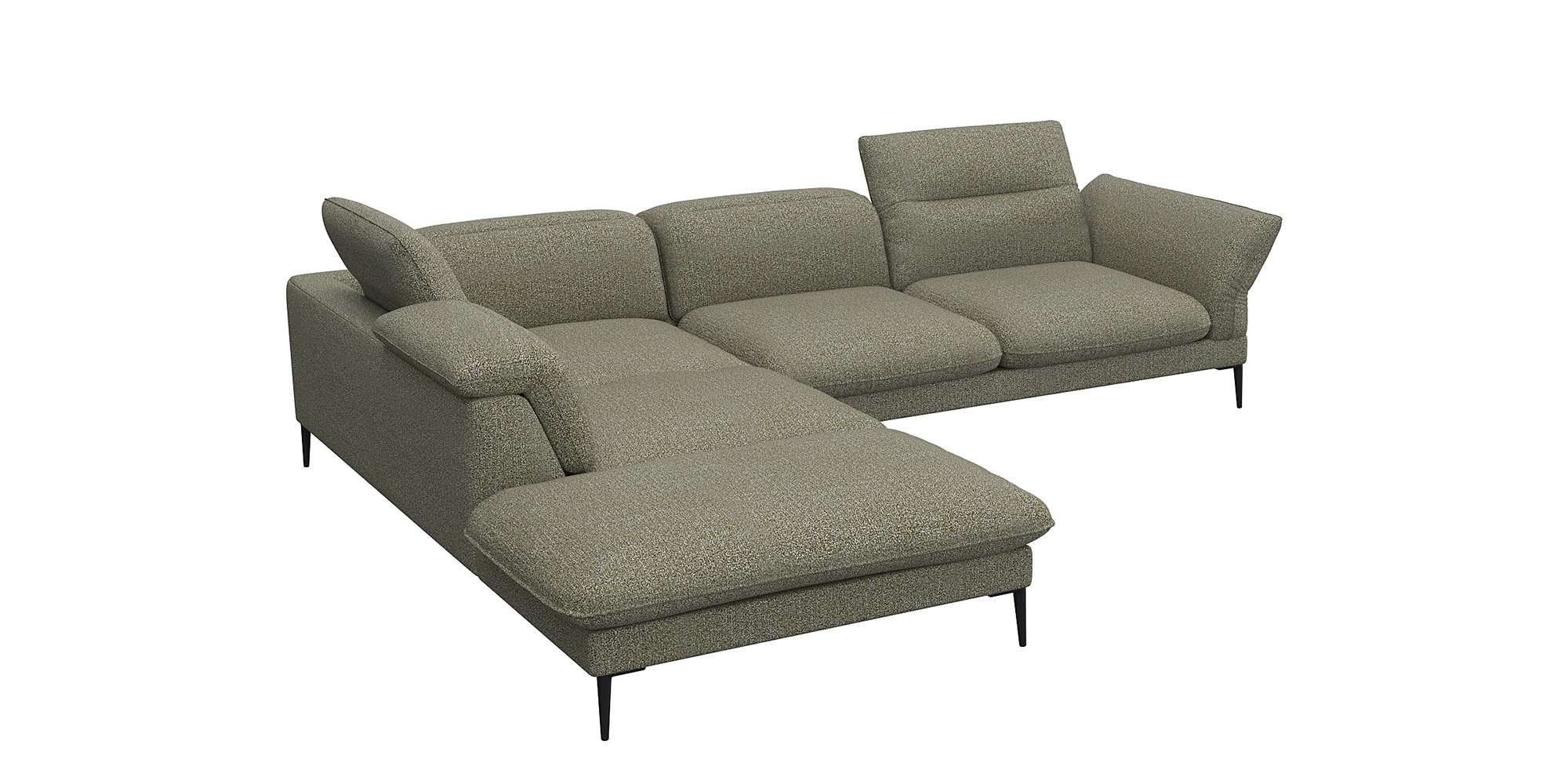 FLEXLUX Ecksofa »Salino, Funktionssofa mit Ottomane, Relaxsofa, Ecksofa«, Sofa mit Arm- und Kopfteil-Verstellungen, Kaltschaum & Stahl-Wellen