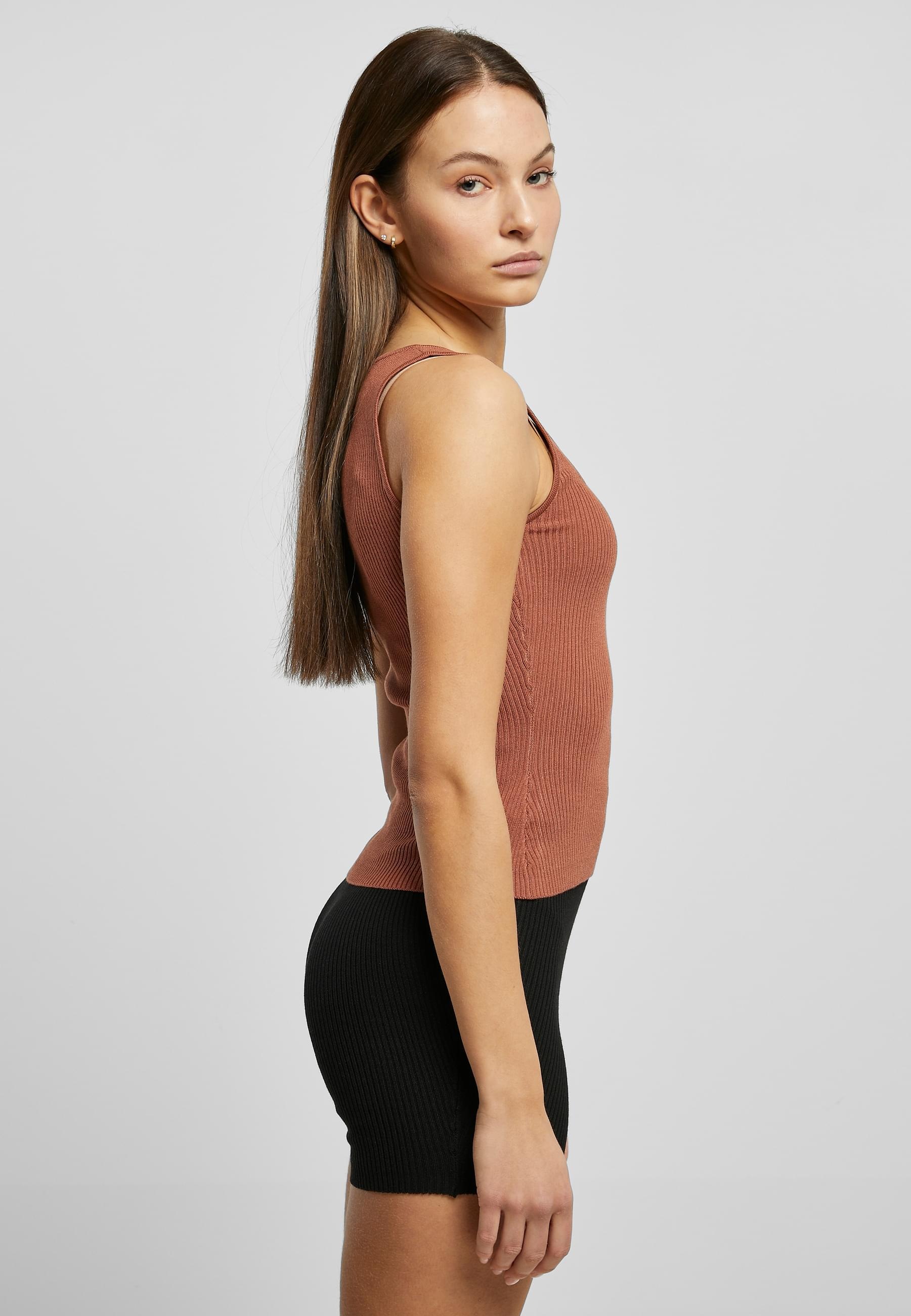 URBAN CLASSICS T-Shirt »Urban Classics Damen Ladies Rib Knit Asymmetric Top«, (1 tlg.)