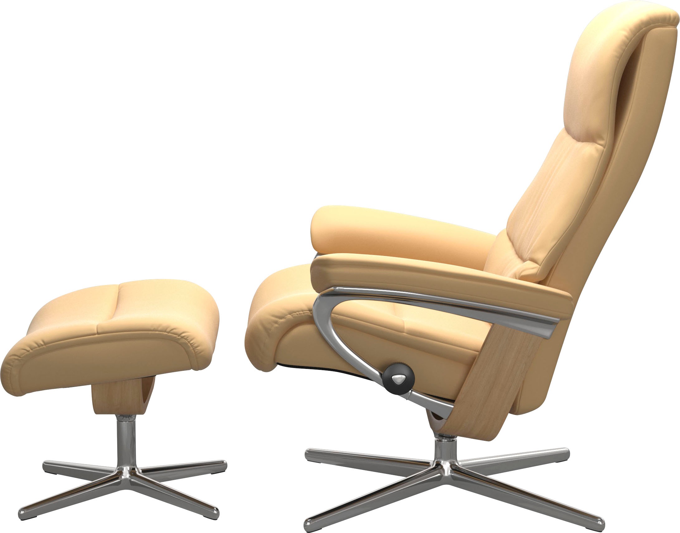 Stressless® Relaxsessel »View«, (Set, Relaxsessel mit Hocker), mit Hocker, mit Cross Base, Größe S, M & L, Holzakzent Eiche