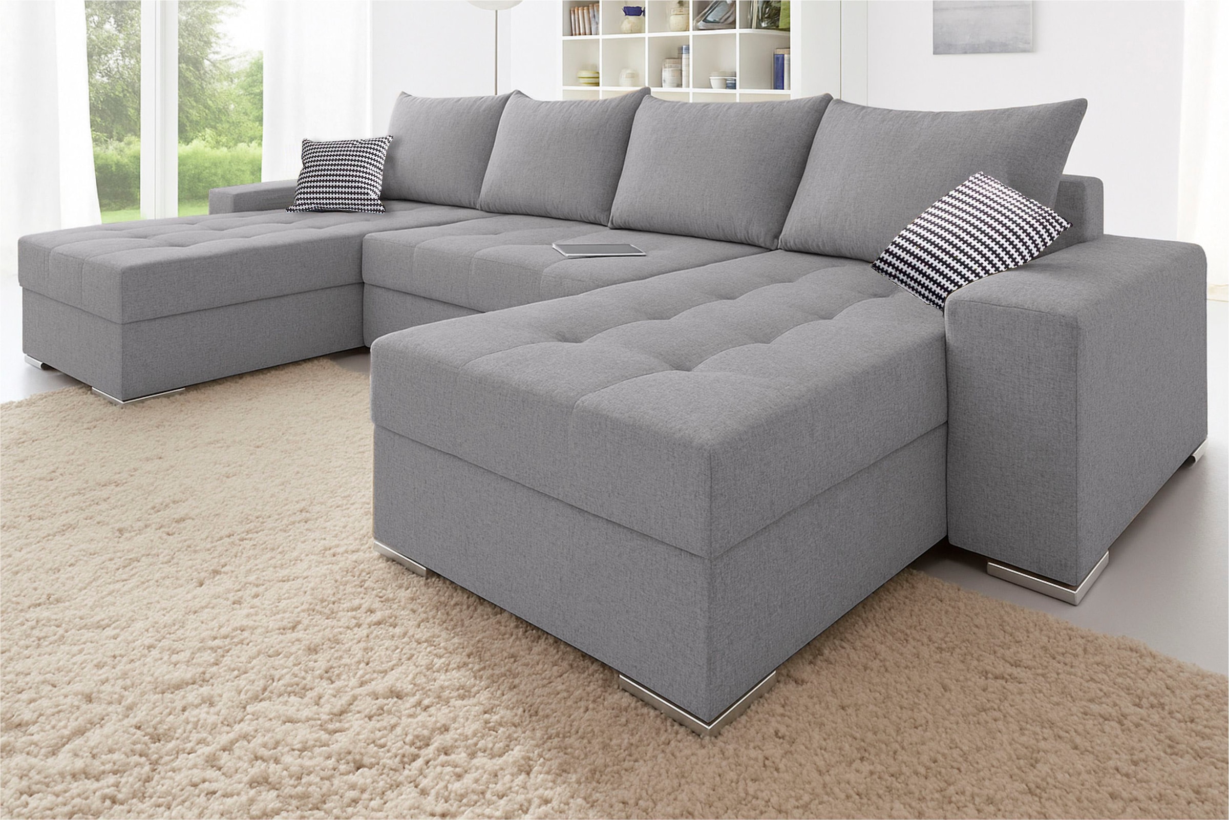 COLLECTION AB Wohnlandschaft "Josy XL U-Form, Breite: 313 cm" Schlaffunktion, Bettkasten & 2 Zierkissen, Federkern