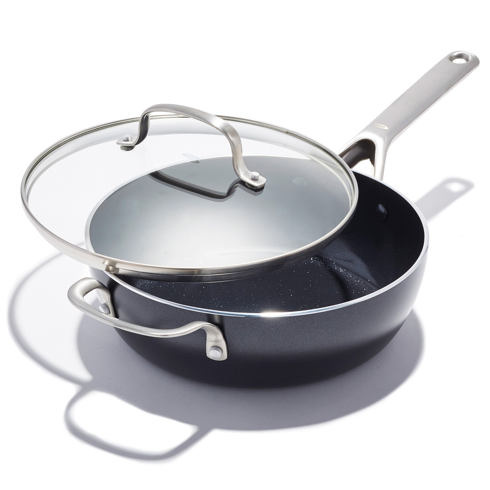 OXO Good Grips Bratpfanne "Antihaft-Agility Schmorpfanne mit Deckel" Aluminium 1 tlg. vom sanften Schmoren bis zur Sauce, Kochen im Alltag mühelos gemacht