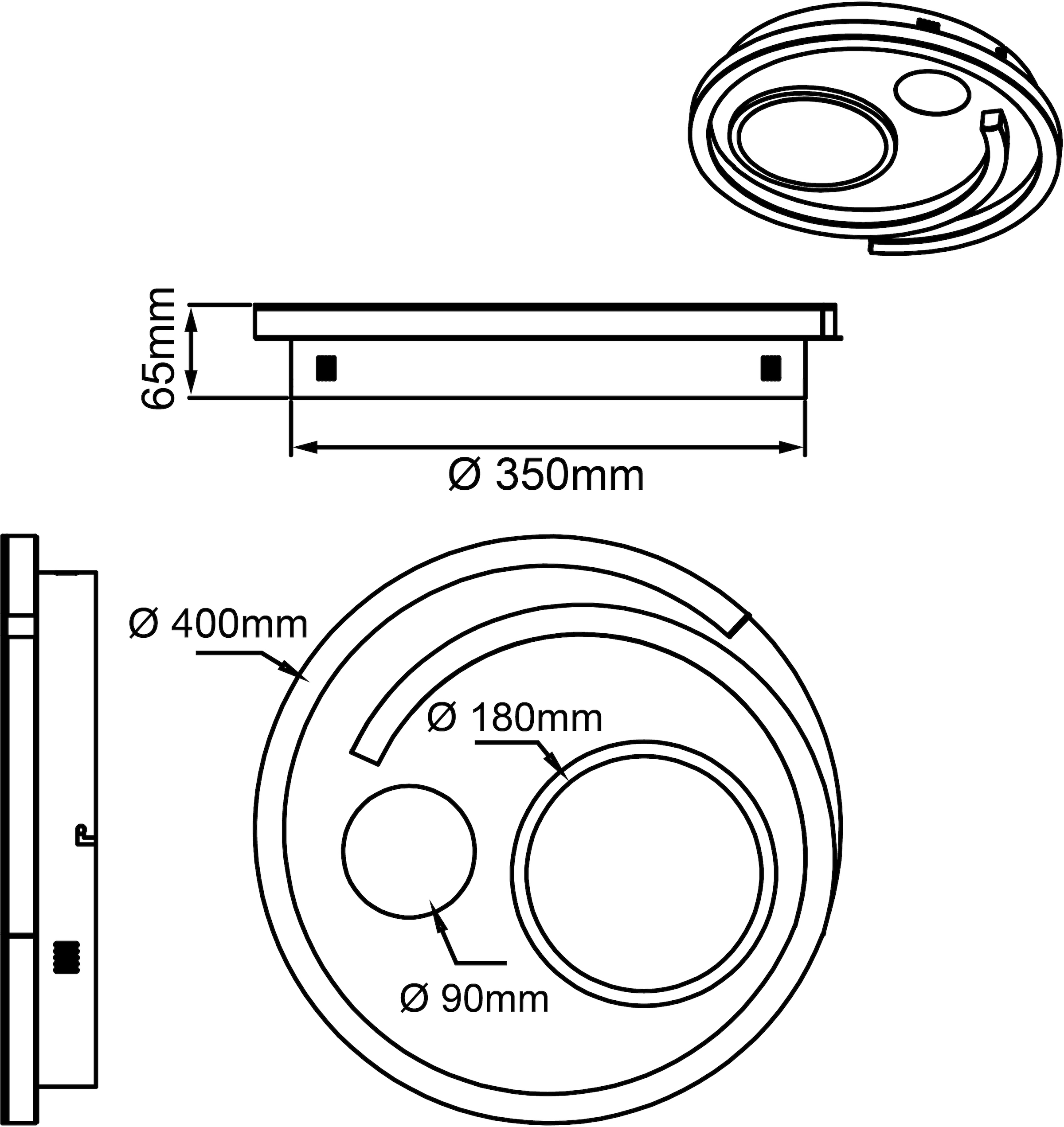 Brilliant LED Deckenleuchte »Thekla«, 1 flammig, Leuchtmittel LED-Modul | LED fest integriert, Ø 40 cm, dimmbar, CCT, 3500 lm, Fernbedienung, Metall, weiß/schwarz