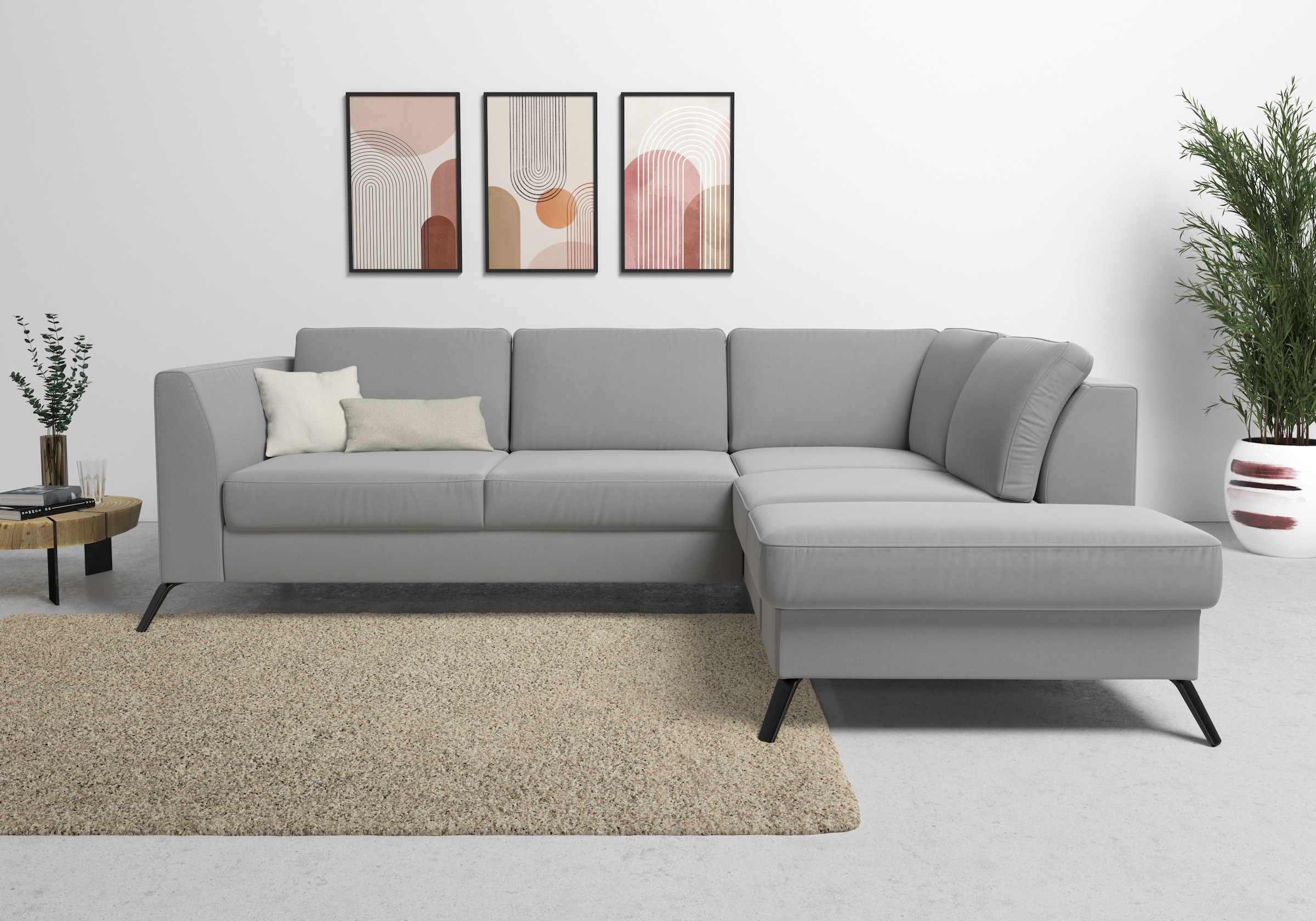 sit&more Ecksofa "Olsen L-Form" inklusive Sitztiefenverstellung, optional Schlaffunktion, 15cm hoch