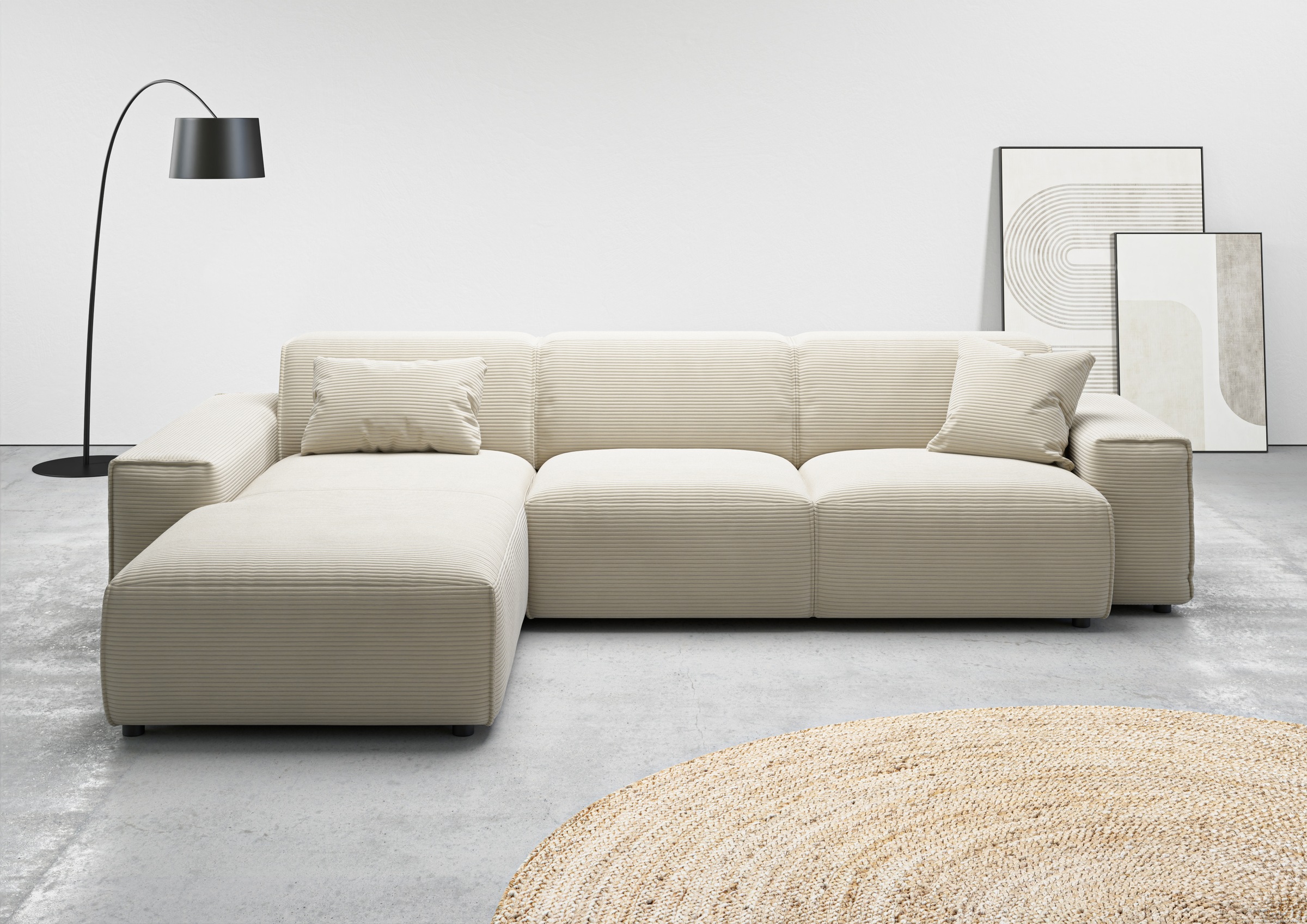 andas Ecksofa »Glimminge auch in Breitcord, Feincord, Bouclé + Easy care-Bezug«, L-Form, Breite 294, Zierkissen