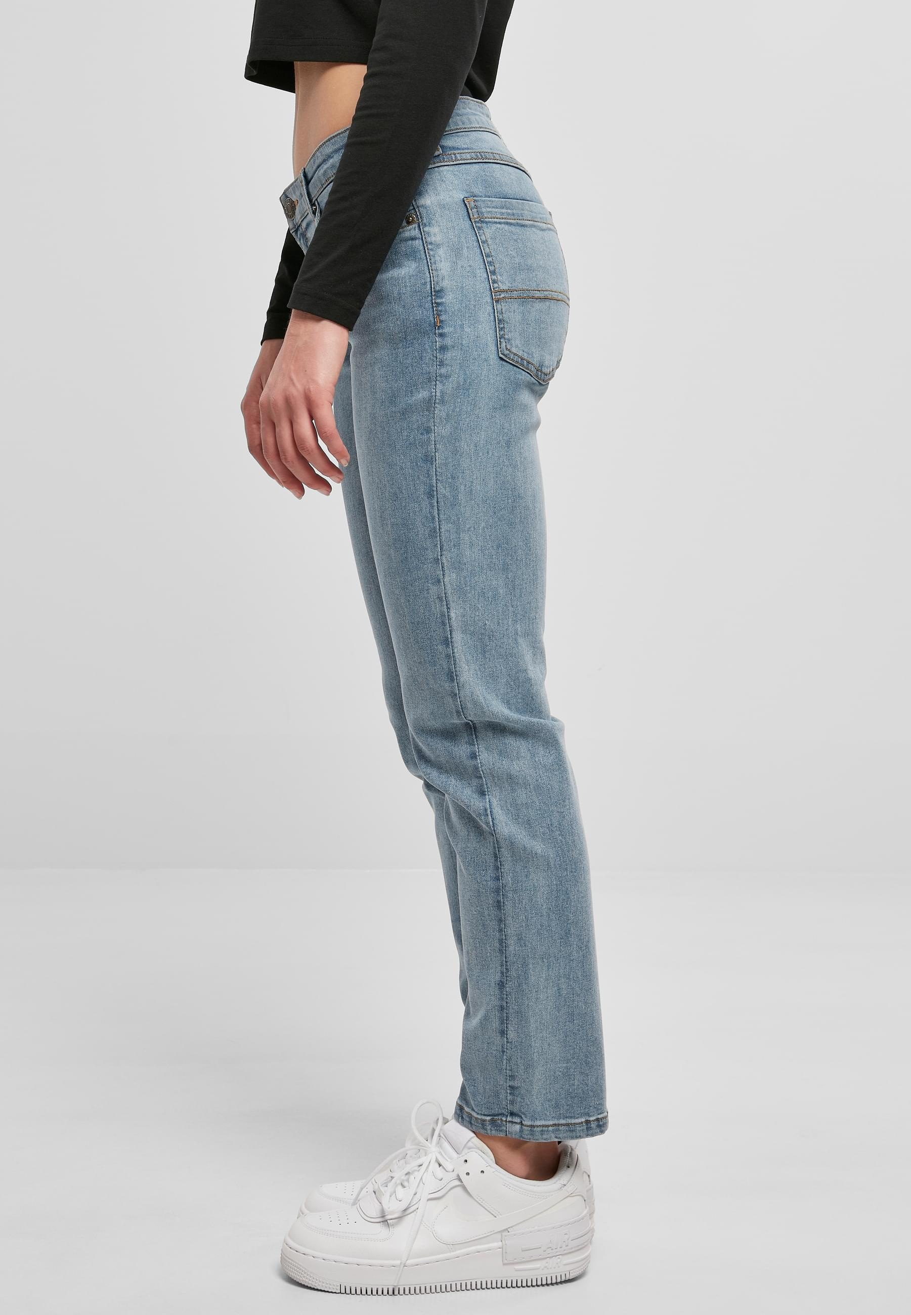 URBAN CLASSICS Bequeme Jeans »Urban Classics Damen Ladies Low Waist Straight Denim Pants«, (1 tlg.)