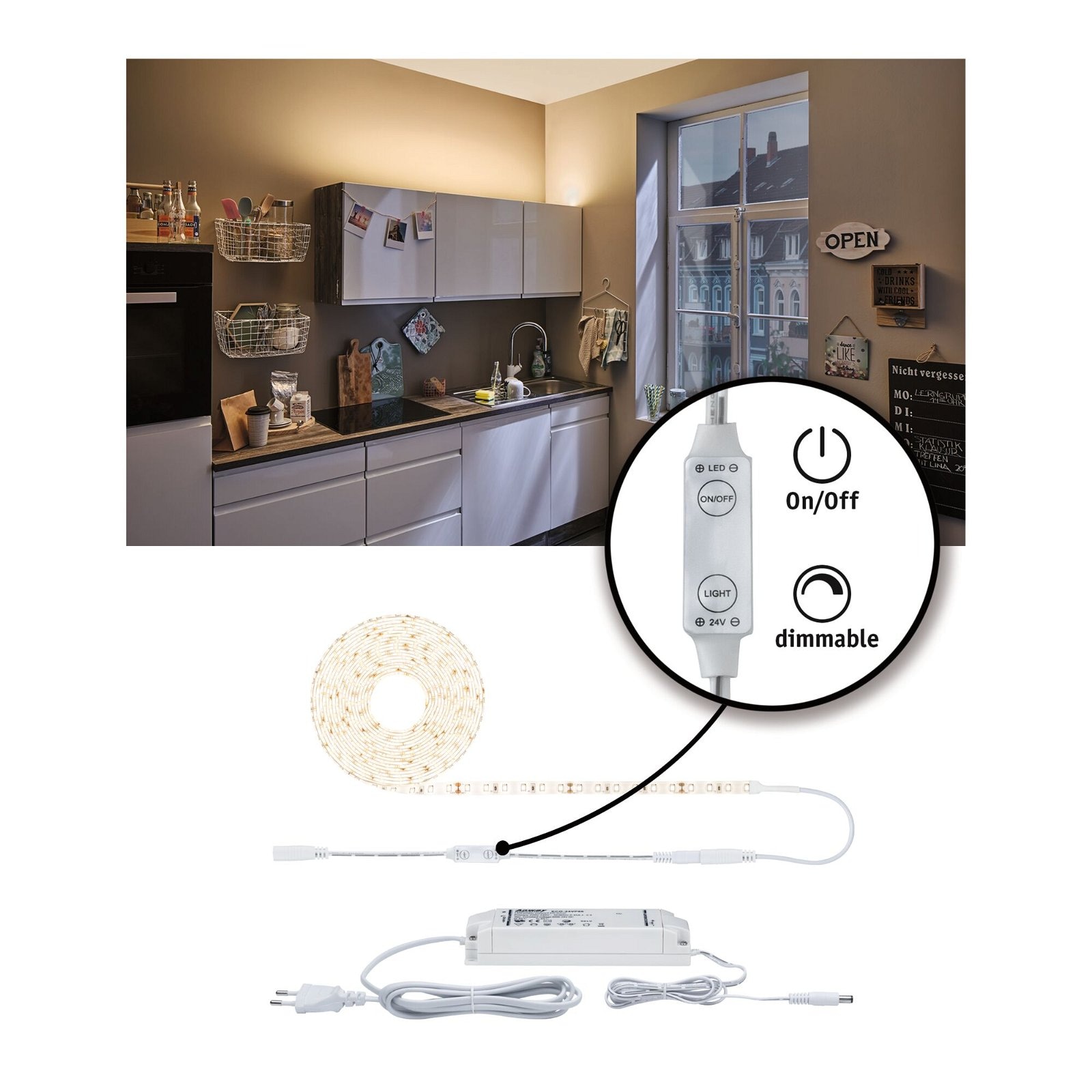 Paulmann LED-Streifen »SimpLED Power Set 5m 50W 230/24V DC weiß Kunststoff«, 1 St.-flammig, inkl Dimm/Switch