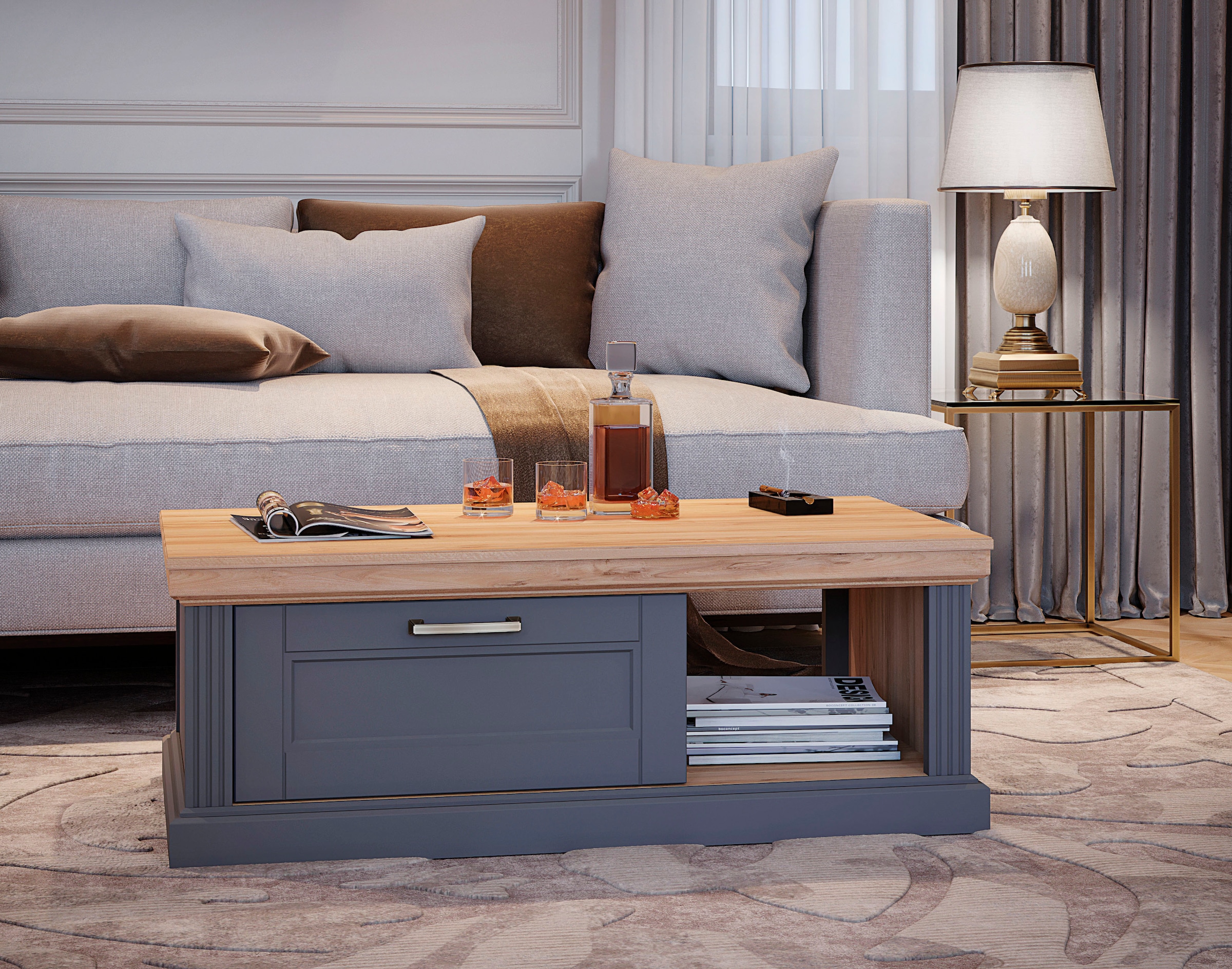 Home affaire Couchtisch "Tara", (H/B/T): 40/110/61cm), mit Soft-Close-Funkt günstig online kaufen