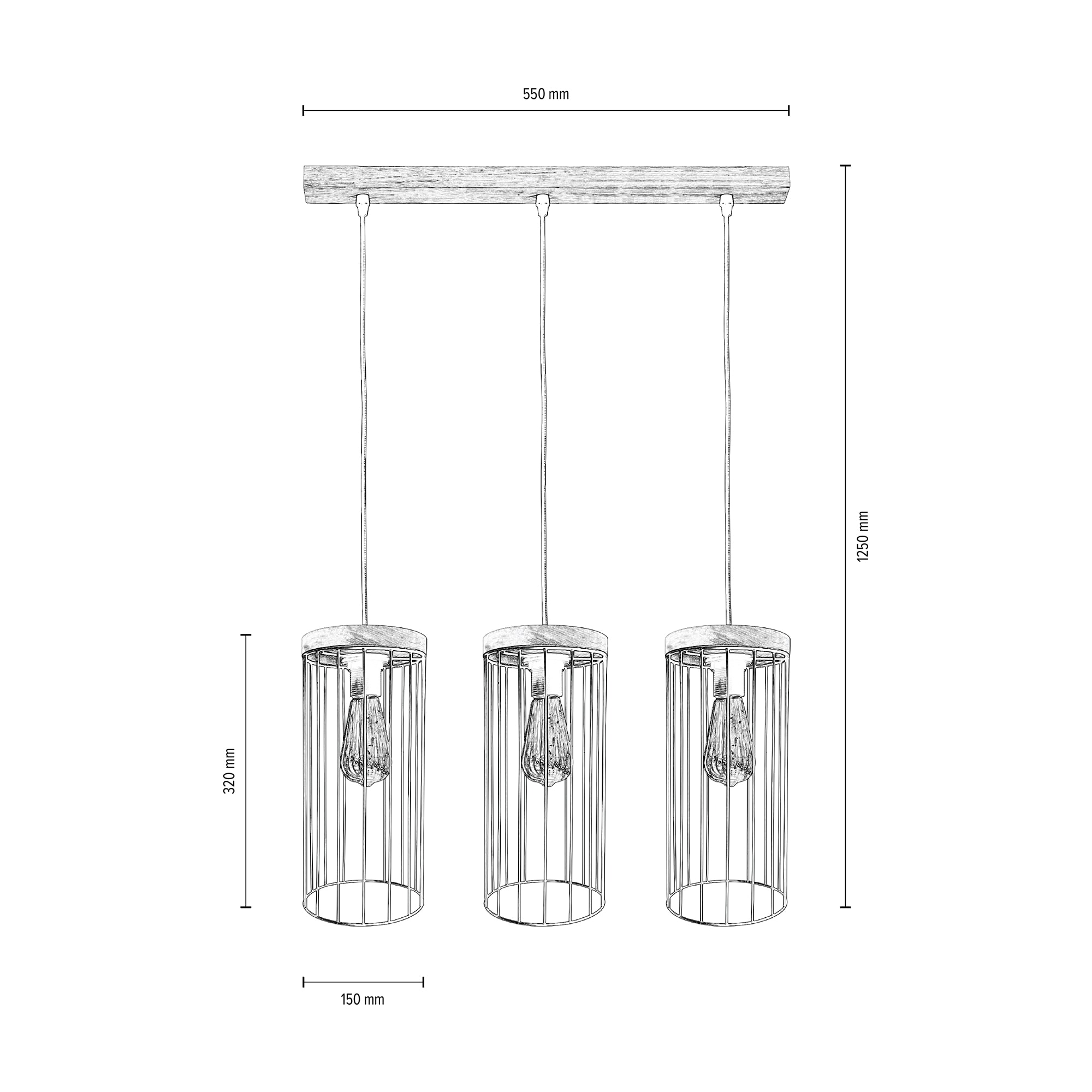 BRITOP LIGHTING Pendelleuchte »TIMEO WOOD MAX«, 3 flammig, Leuchtmittel E27 | ohne Leuchtmittel, Hängeleuchte, Trendiger Schirm aus Metall, mit Echtholz