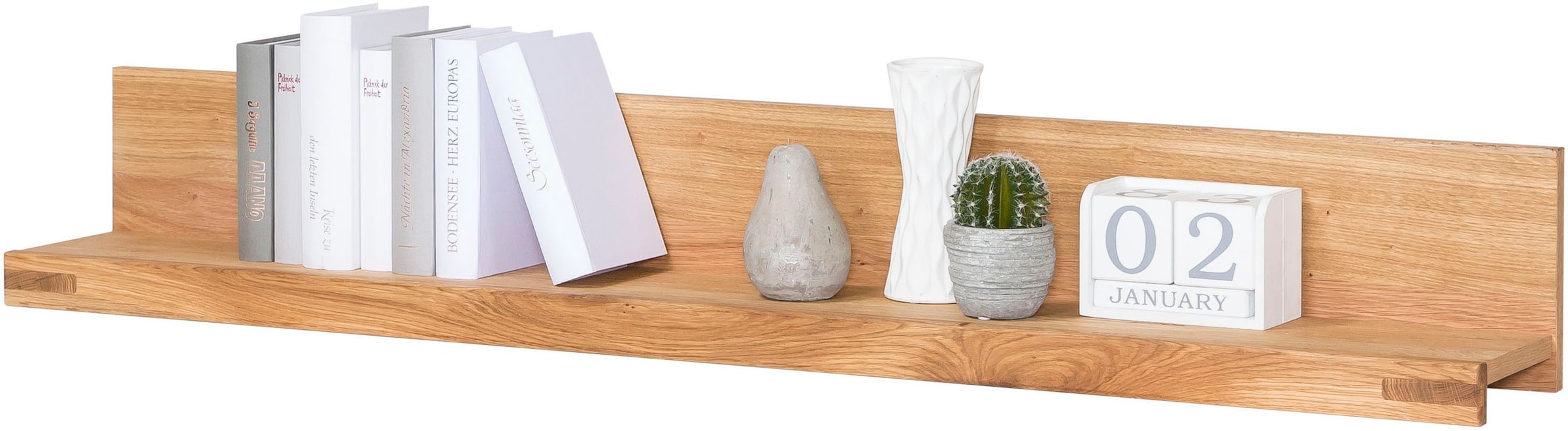 Home affaire Wandregal Wandregal Breite 138cm, Wandboard, teilmassiv Eiche, günstig online kaufen