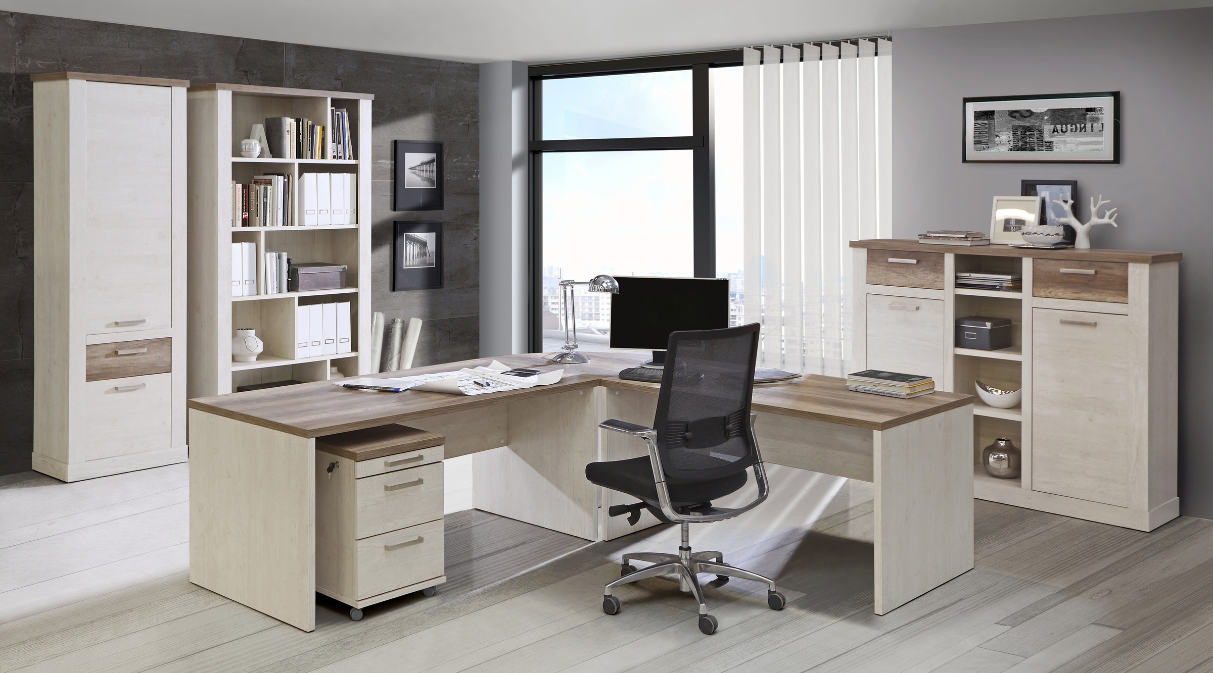 FORTE Highboard »Duro«, Breite 159,6 cm, Aktenschrank im Landhausstil