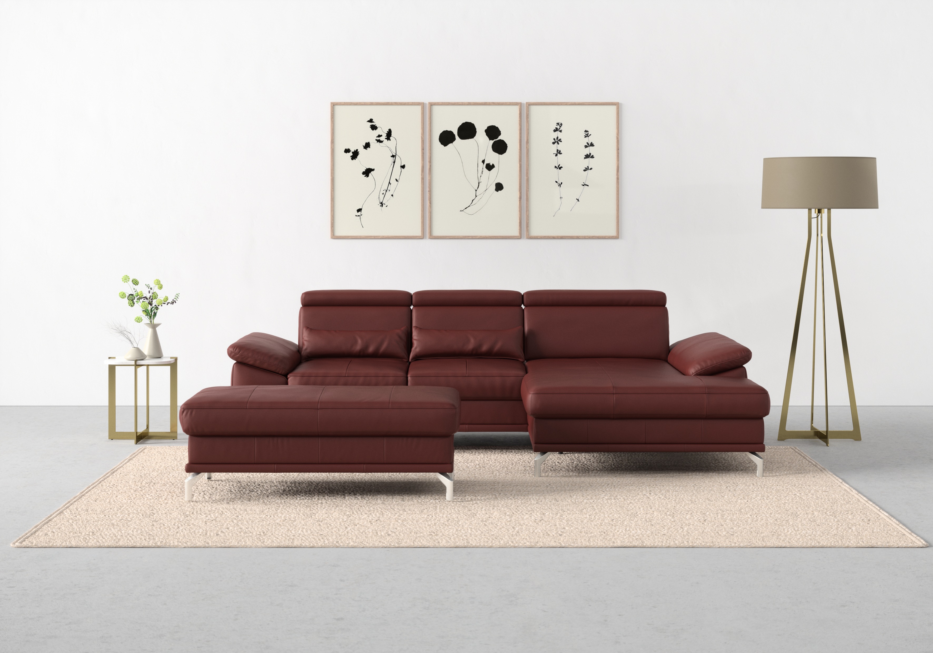 Thumbnail - sit&more Ecksofa "Cabrio L-Form, mit Sitztiefenverstellung, Arm- und Kopfteilverstellung", 2 Nierenkissen, Federkern, op...