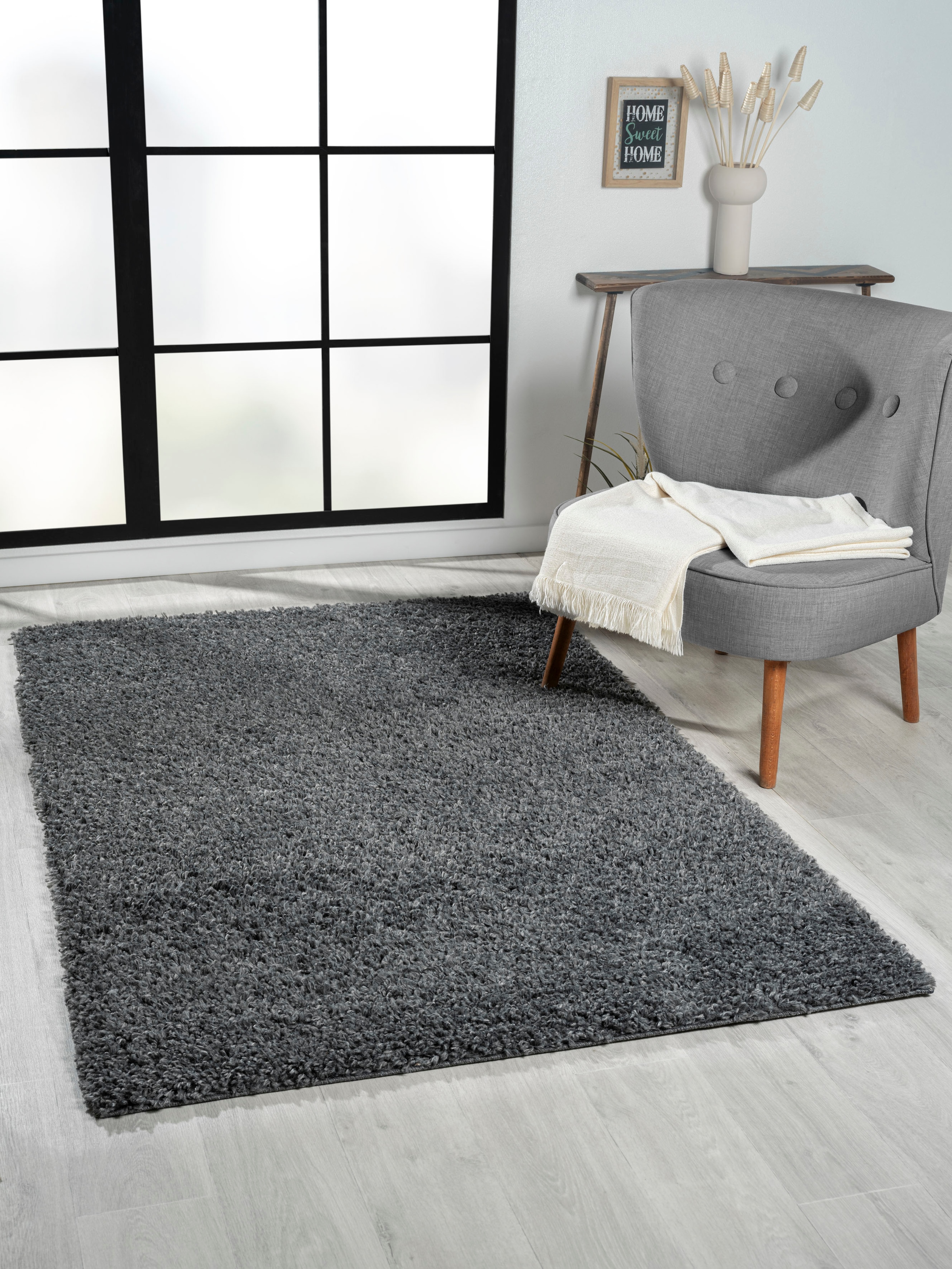 Myflair Möbel & Accessoires Hochflor-Teppich »My Shaggy«, rechteckig, 37 mm Höhe, Shaggy, Uni-Farben, leicht glänzend, Microfaser, extra flauschig
