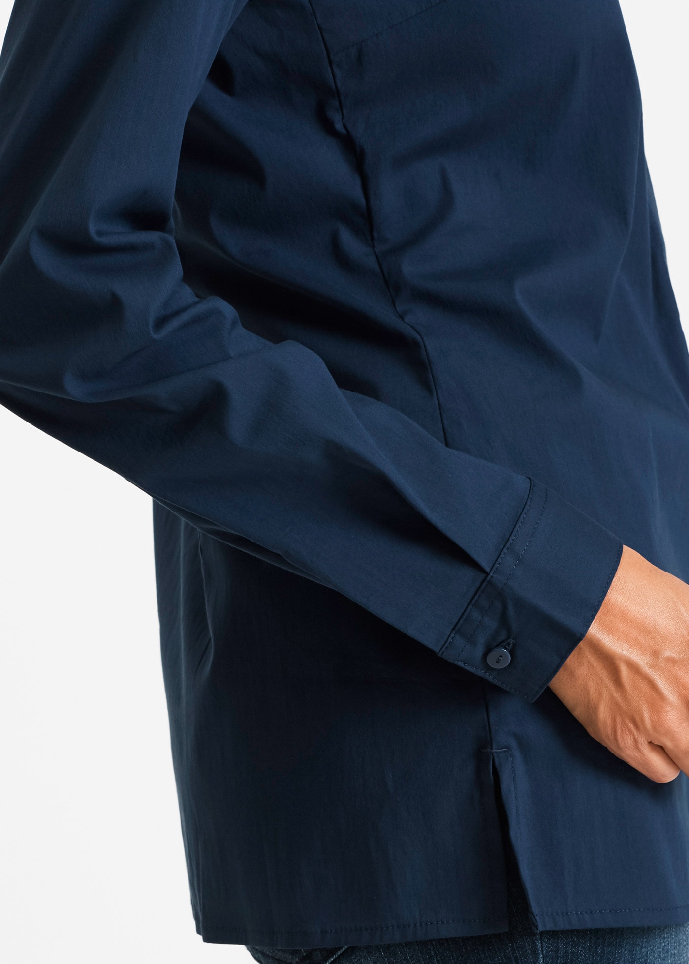 bonprix Langarmbluse »Long-Stretch-Bluse« lockere Passform, mit Stehkragen, mit verdeckter Knopfleiste