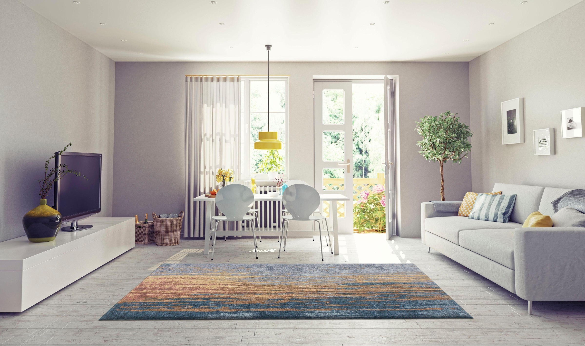 my home Teppich »Kendra«, rechteckig, 8 mm Höhe, Wohnzimmer