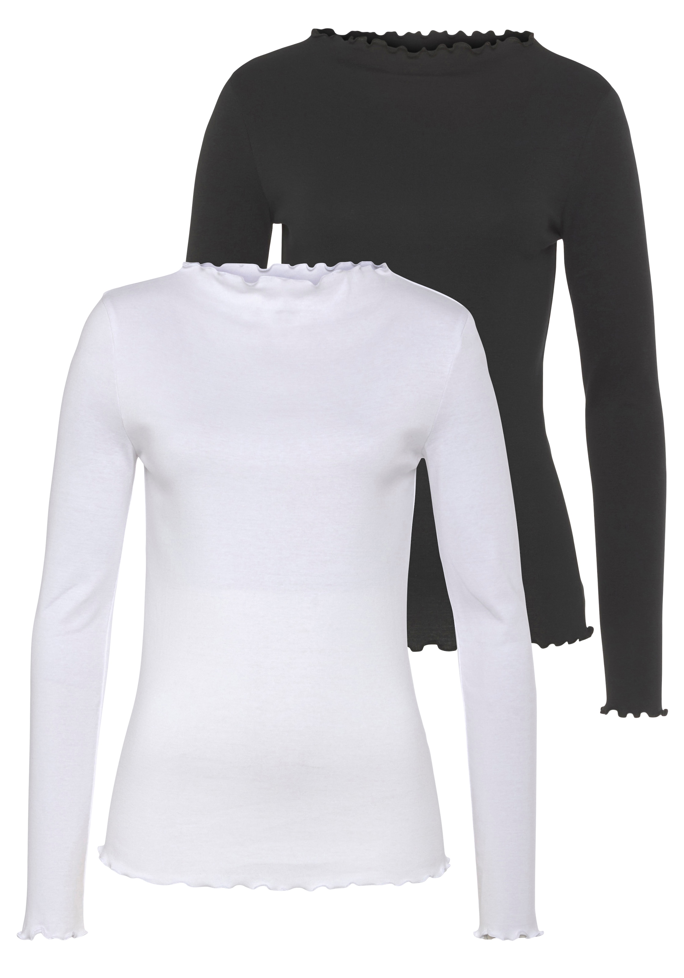 Flashlights Langarmshirt, 2 Stk. sehr figurbetonte Passform, gekräuselter A günstig online kaufen