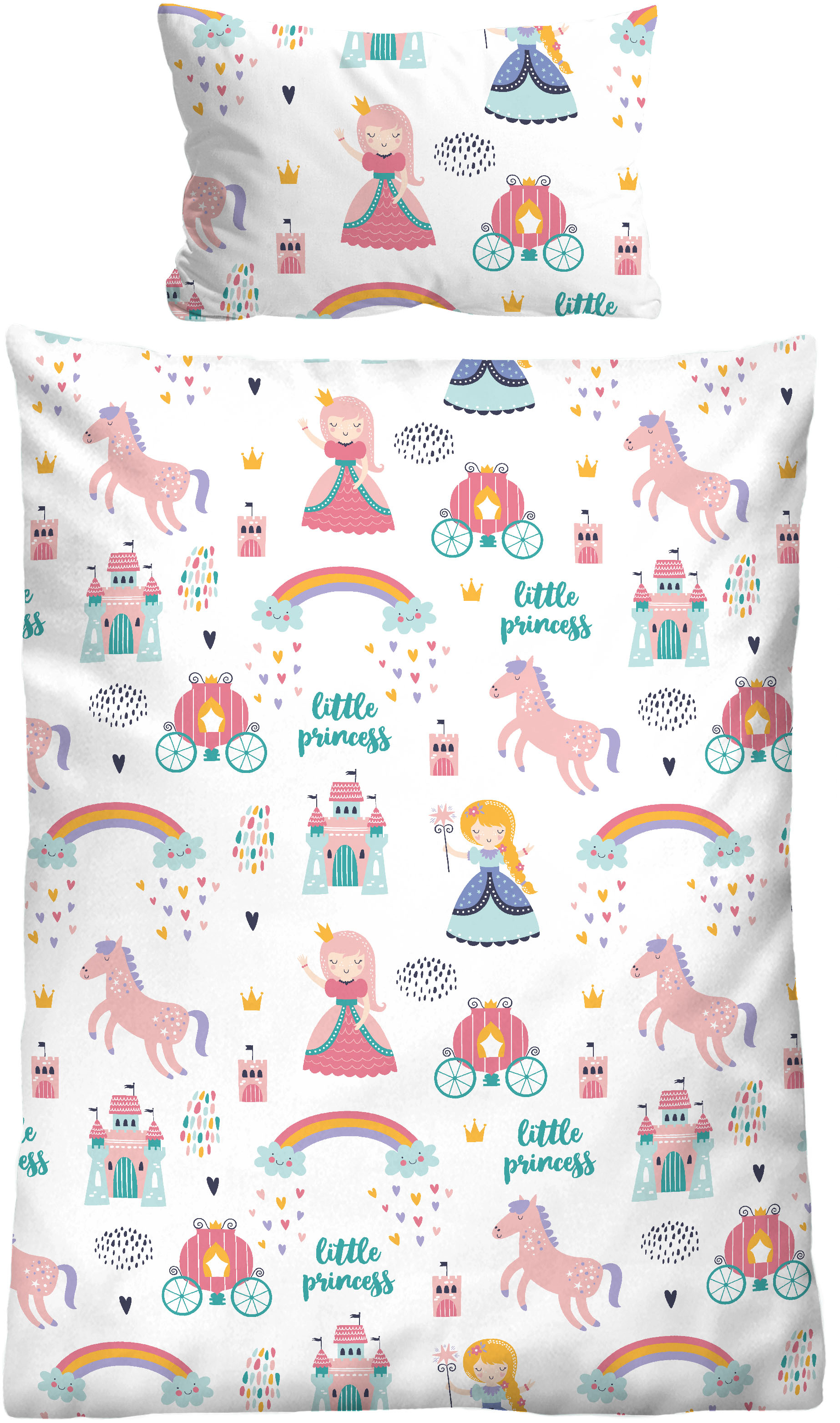 Biberna Bettwäsche "kleine Prinzessin" 2 Stk. wohlig warm + weich, pflegeleicht, aus 100% Baumwolle, Reißverschluss