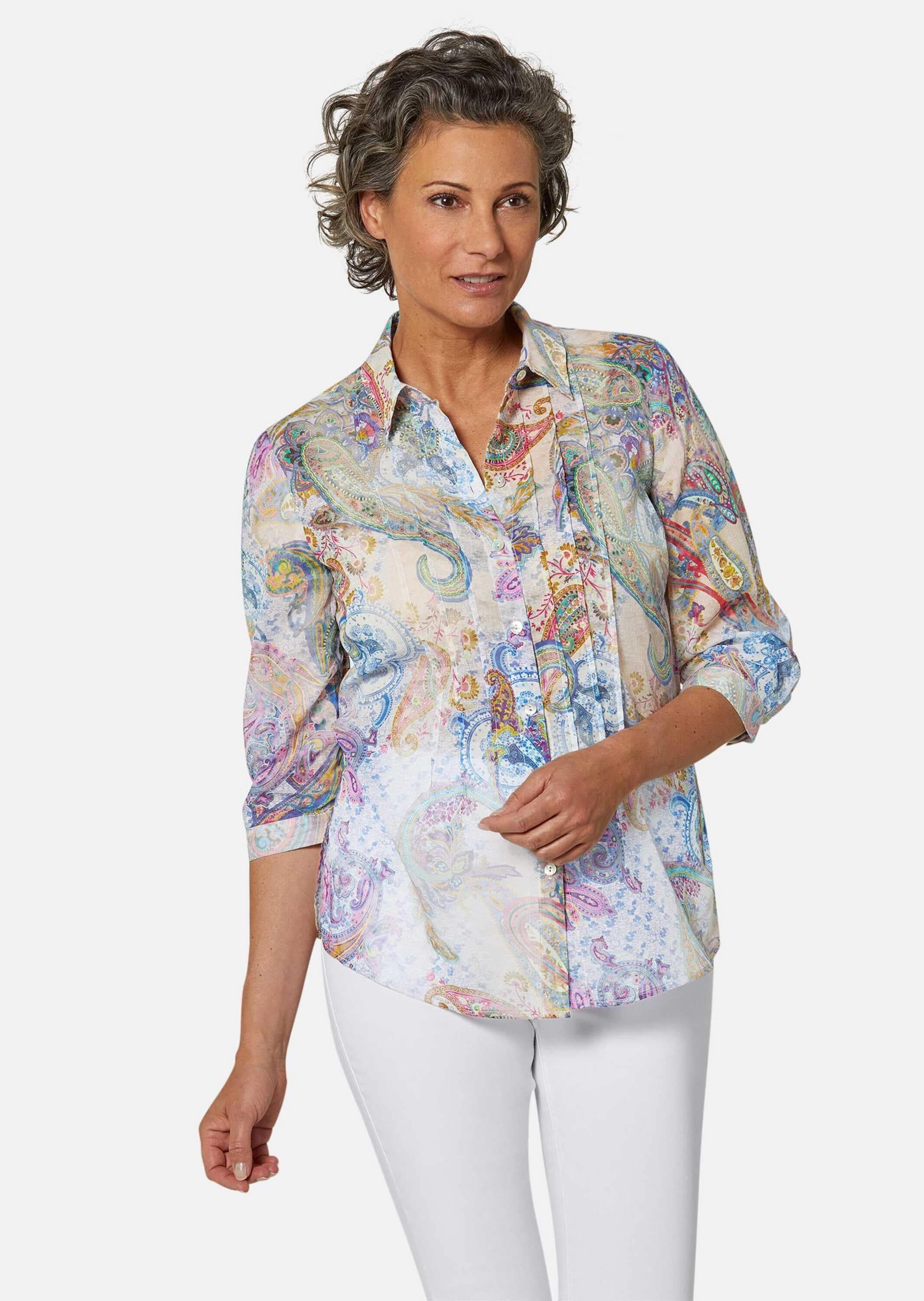 GOLDNER Tunika »Tunika-Druckbluse Schmeichelhafte Tunika-Druckbluse aus Baumwolle«