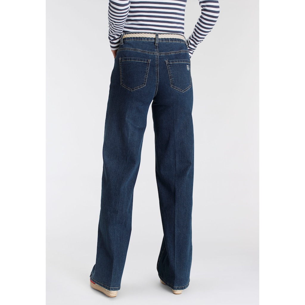 DELMAO Weite Jeans, (Set, 2 tlg., mit Gürtel)