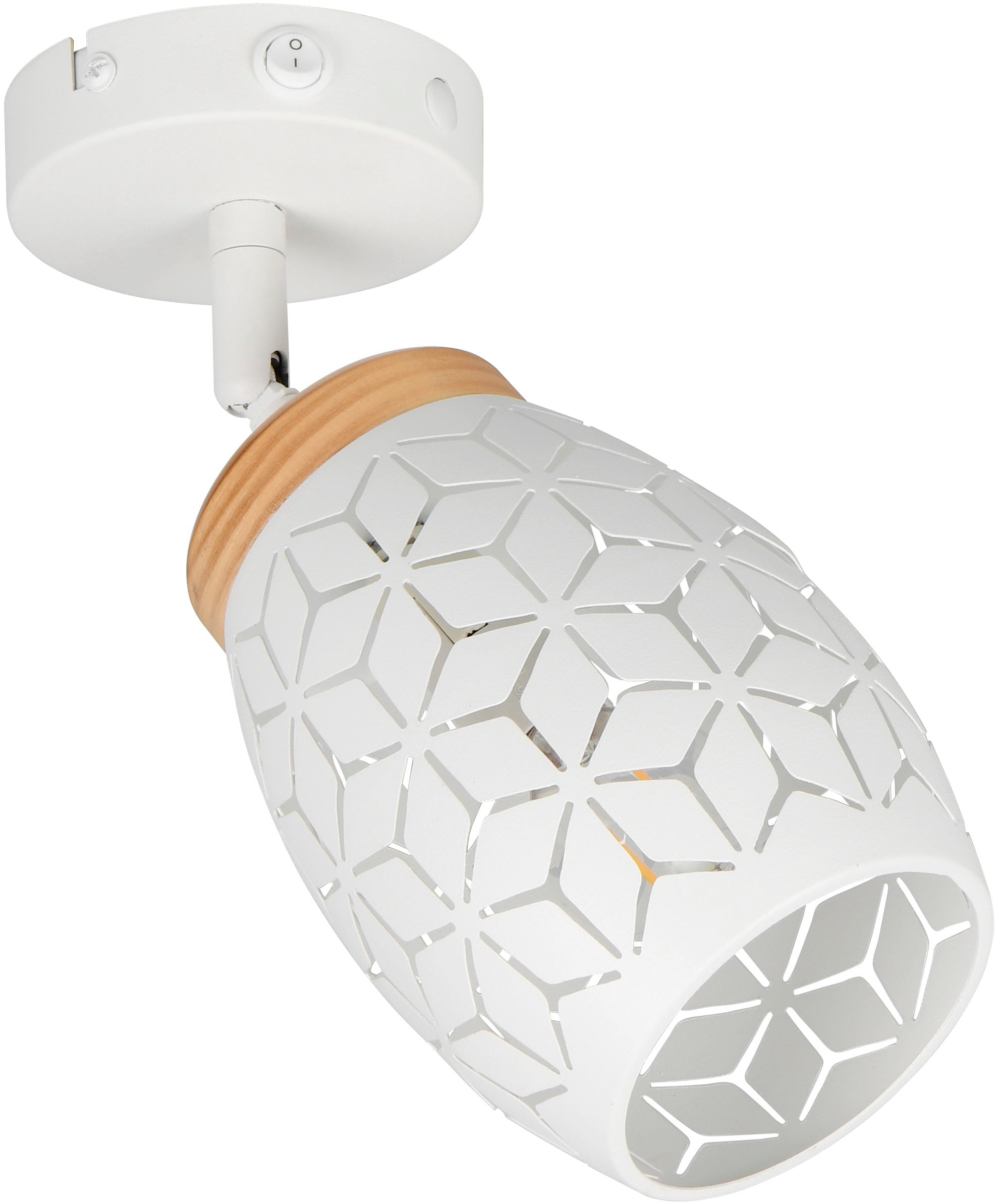REALITY Leuchten Wandstrahler »BIDAR, Wandlampe mit verstellbarem Spot, exkl 1x E14 max 10W«, 1 flammig, Leuchtmittel E14 | Leuchtmittel wechselbar, Kippschalter ON/OFF, Metall-Lampenschirm Lasercut Optik Ø 12cm