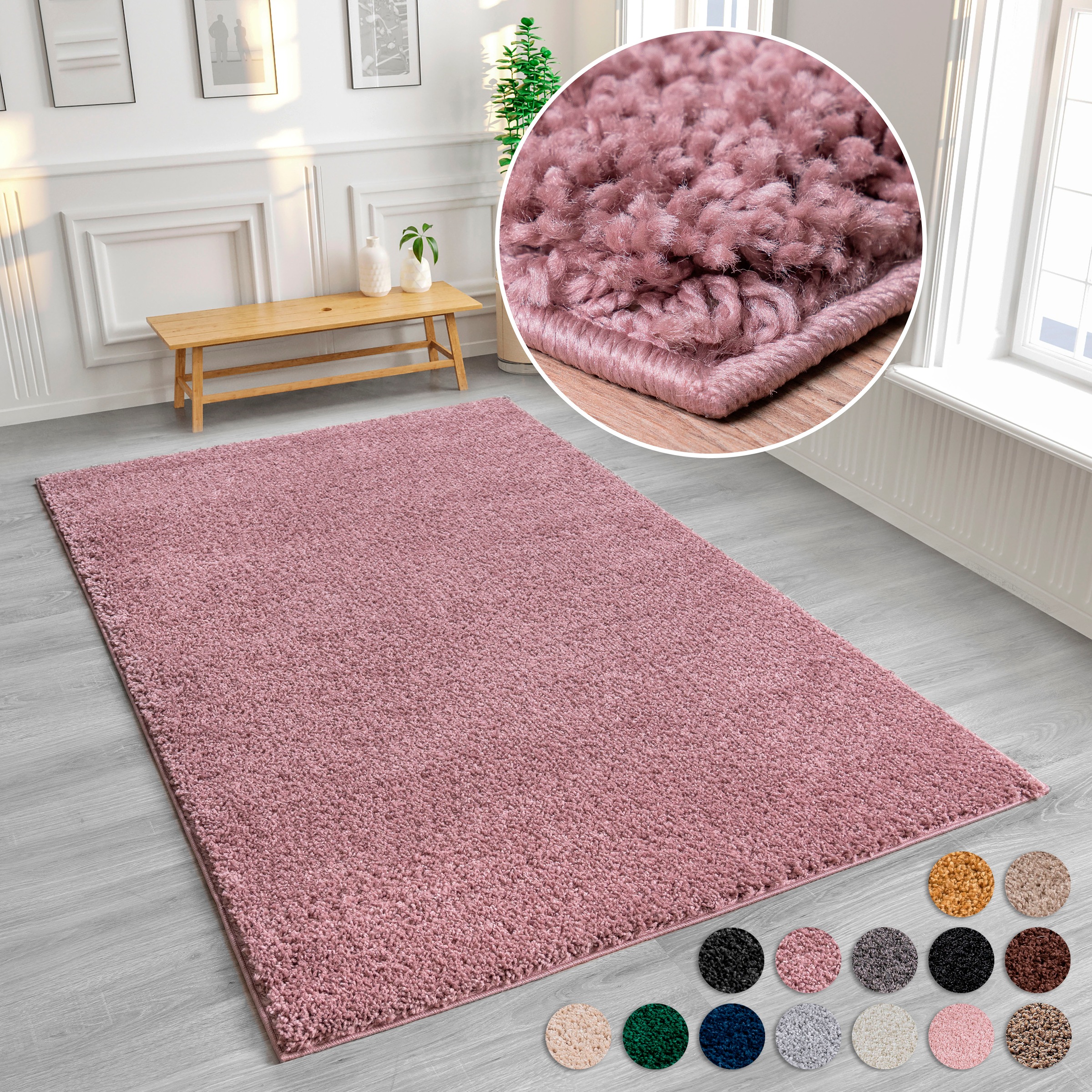Home affaire Hochflor-Teppich »Viva«, rechteckig, 45 mm Höhe, Uni Farben, einfarbig, besonders weich und kuschelig