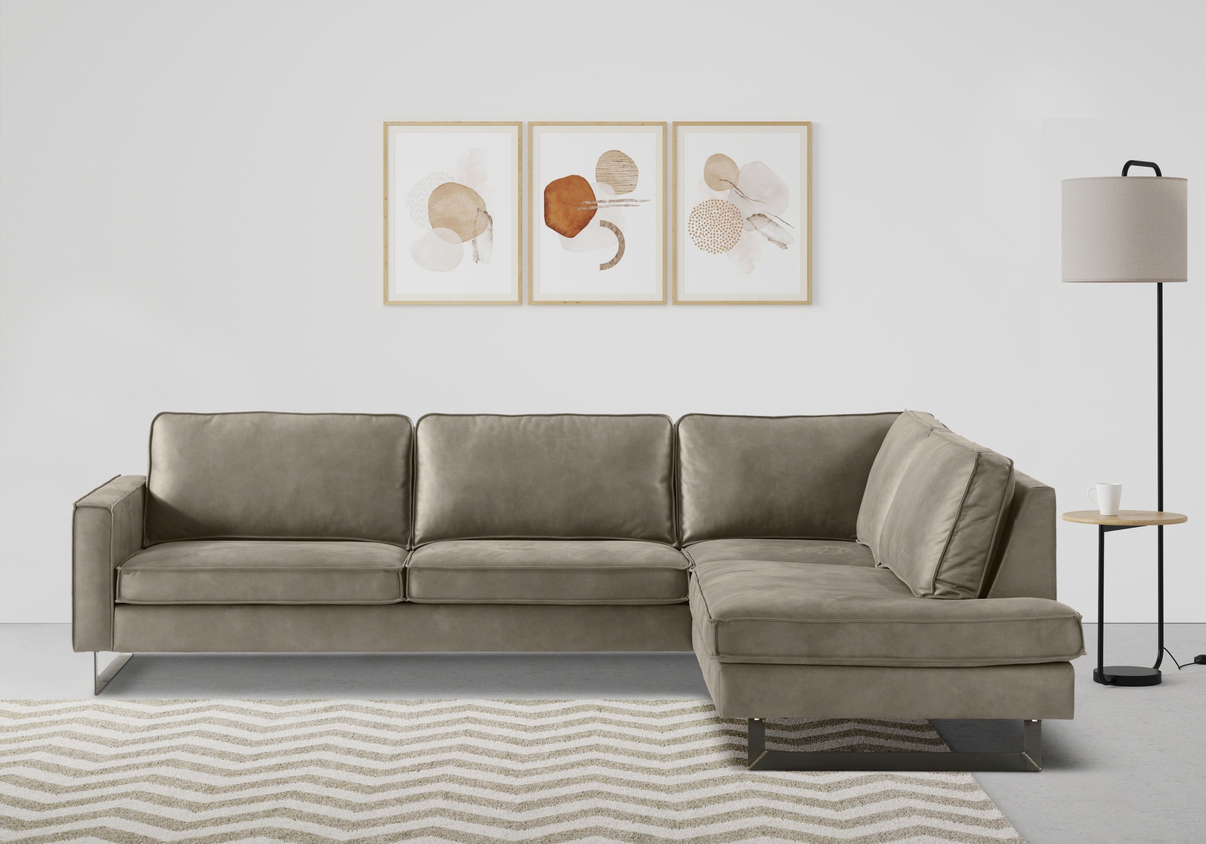 Places of Style Ecksofa "Pinto, 290 cm, Cord, Chenille, Lederoptik, Ottoman günstig online kaufen