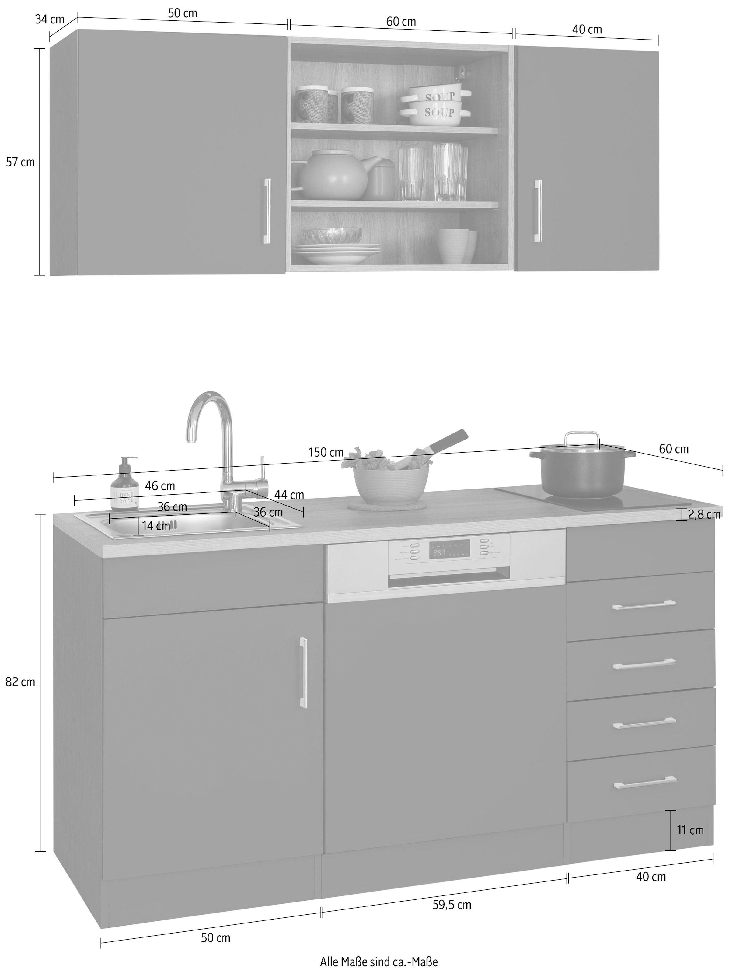 HELD MÖBEL Küche »Mali«, Breite 150 cm, mit E-Geräten bestellen | BAUR | Küchenzeilen mit Geräten