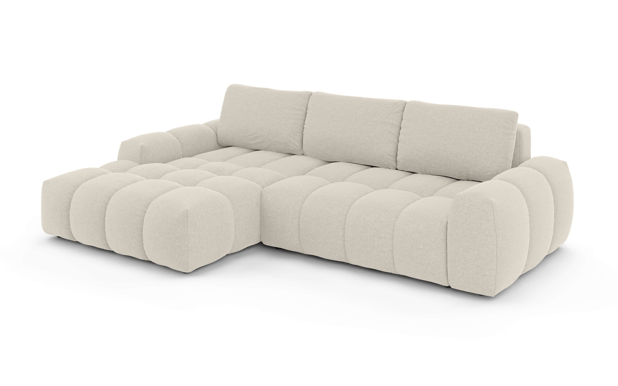 INOSIGN Ecksofa »AZITA klein optionale Schlafsofa mit Bettkasten, B/T/H: 270/166,5/84cm«, L-Form mit Wellenunterfederung, Bubble-Optik