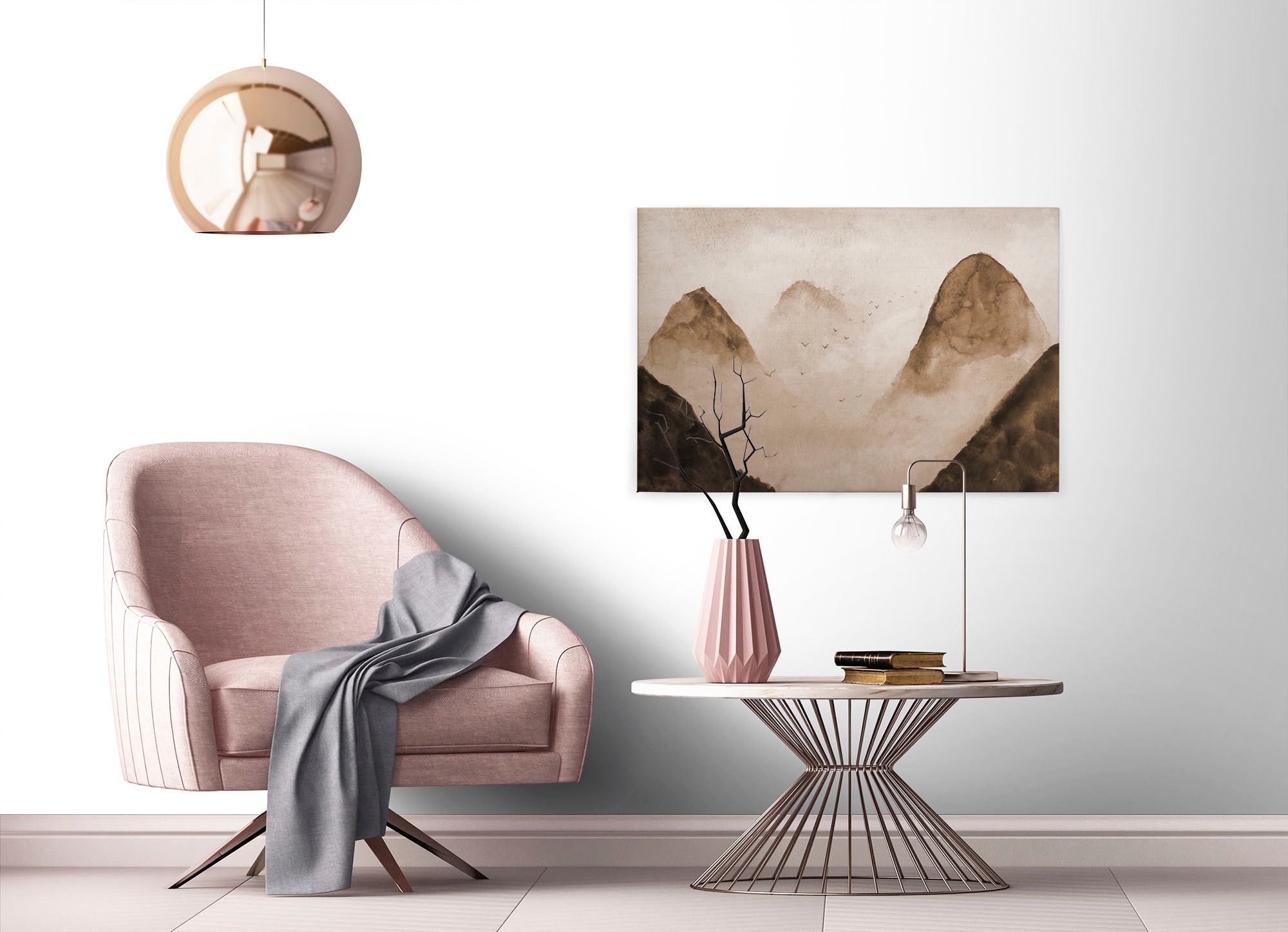 A.S. Création Leinwandbild »Misty Rocks«, Kunst-Berge-Kinder, (1 St.), Nebel Keilrahmen Berg Gebirge Landschaft Leinwand-Bild Wohnzimmer Wand