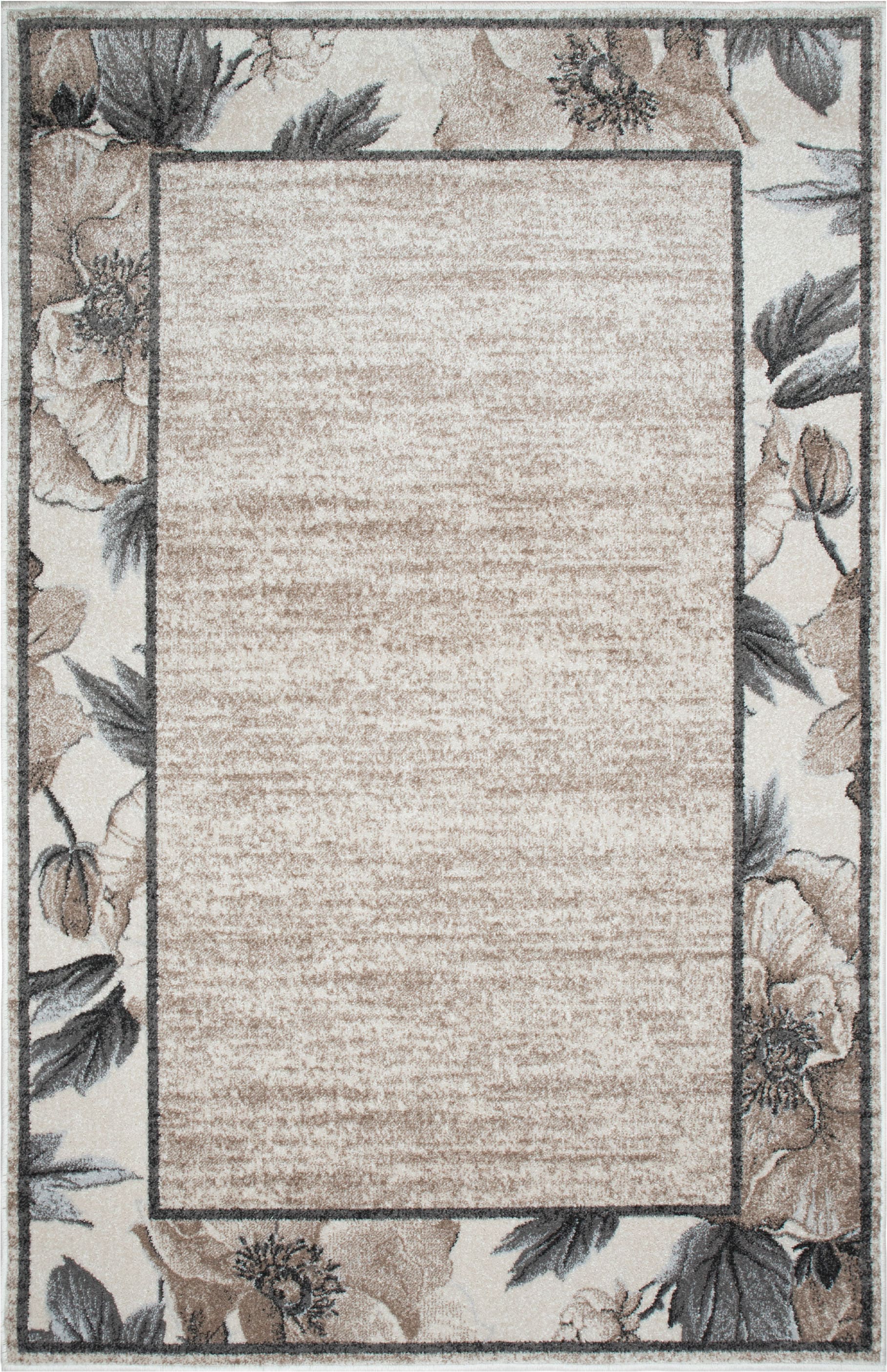 OTTO home Teppich »Florent mit Rahmen, Blumen Design« rechteckig 9 mm Höhe Floral, detailreiche Blüten, meliert, elegant, Wohnzimmer