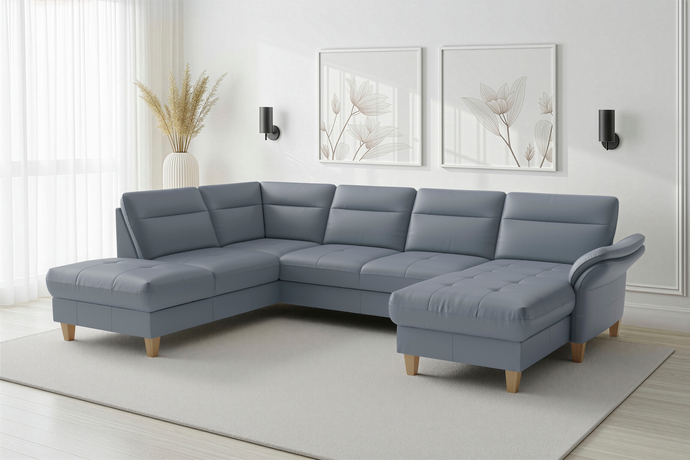 sit&more Wohnlandschaft "Pamela U-Form, B: 292 cm, optional Schlaffunktion & Bettkasten, Leder"