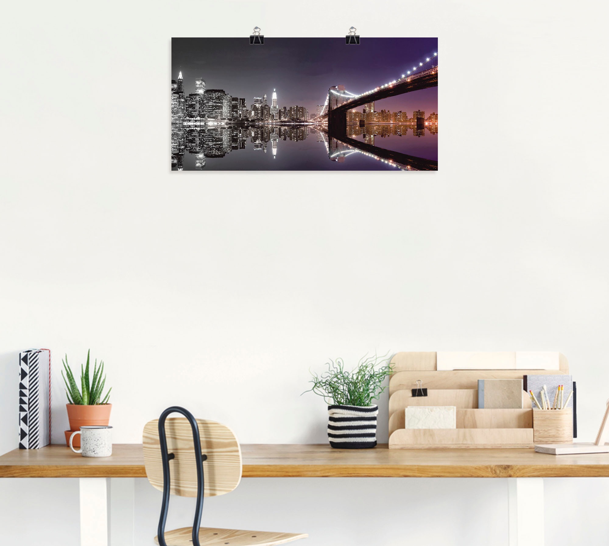 Artland Wandbild »New York Skyline nächtliche Reflektion«, Amerika, (1 St.), als Leinwandbild, Poster, Wandaufkleber in verschied. Größen