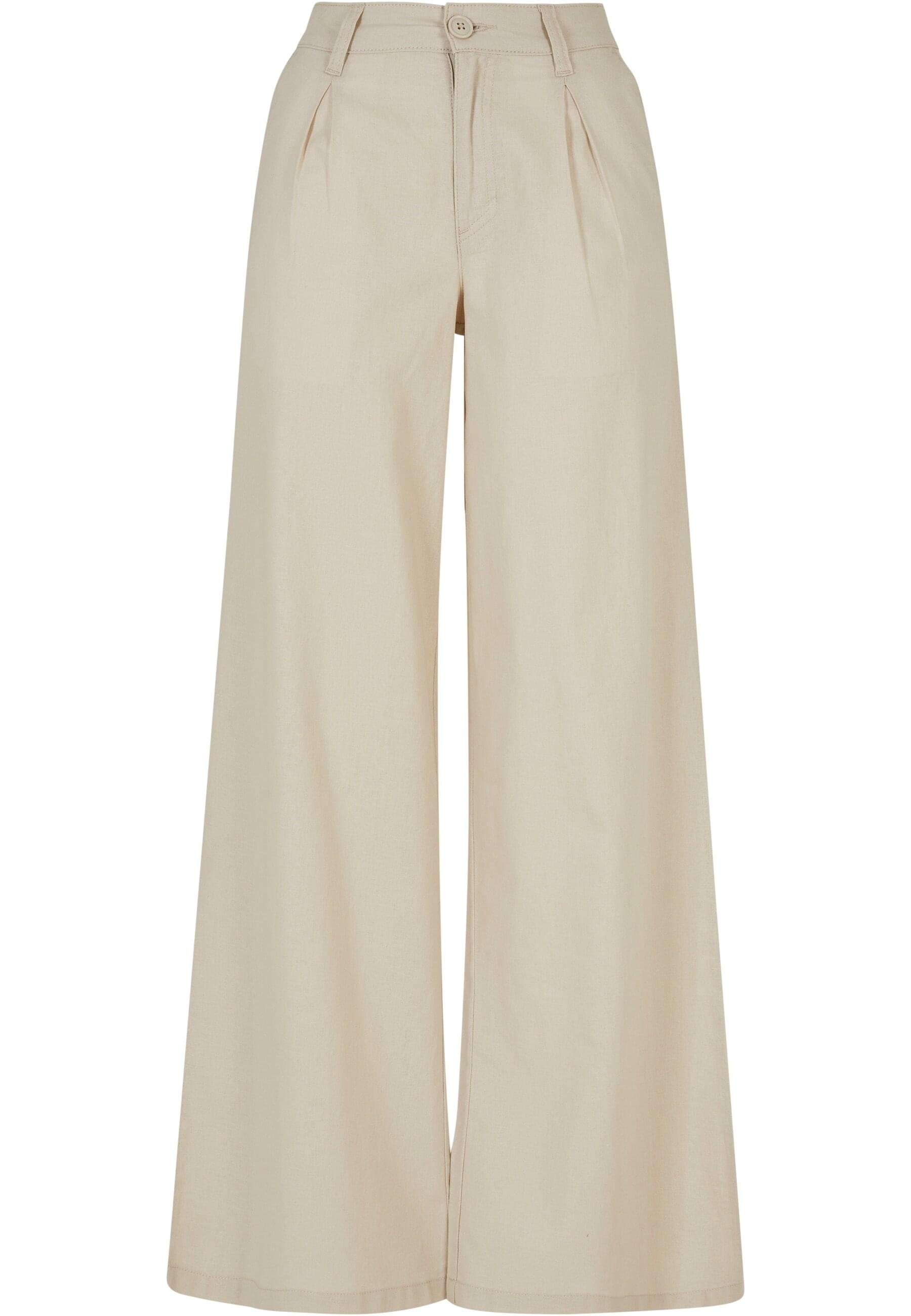 URBAN CLASSICS Stoffhose "Urban Classics Damen Ladies High Linen Mixed Wide Leg Pants", (1 tlg.)