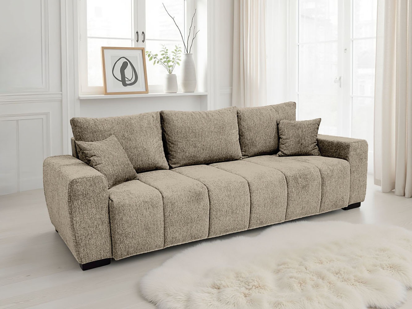 Home affaire "Bello, B: 239 cm, Liegefl. 142x194 cm" Schlaffunktion, Bettkasten & 2 Zierkissen, Federkern