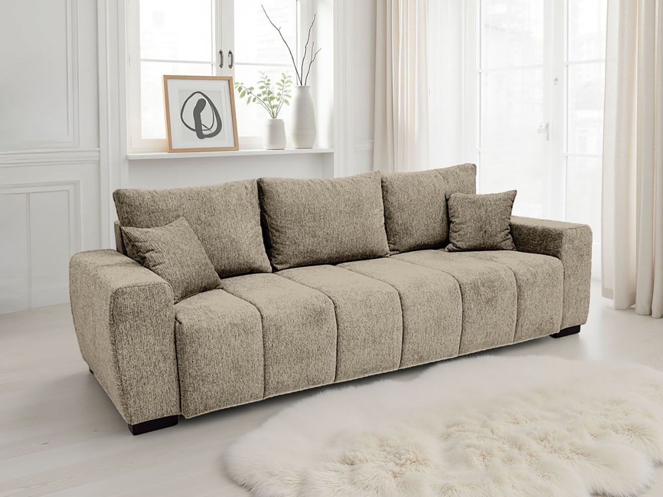 Home affaire Schlafsofa "Bello" mit Bettfunktion, Bettkasten, Frei im Raum günstig online kaufen