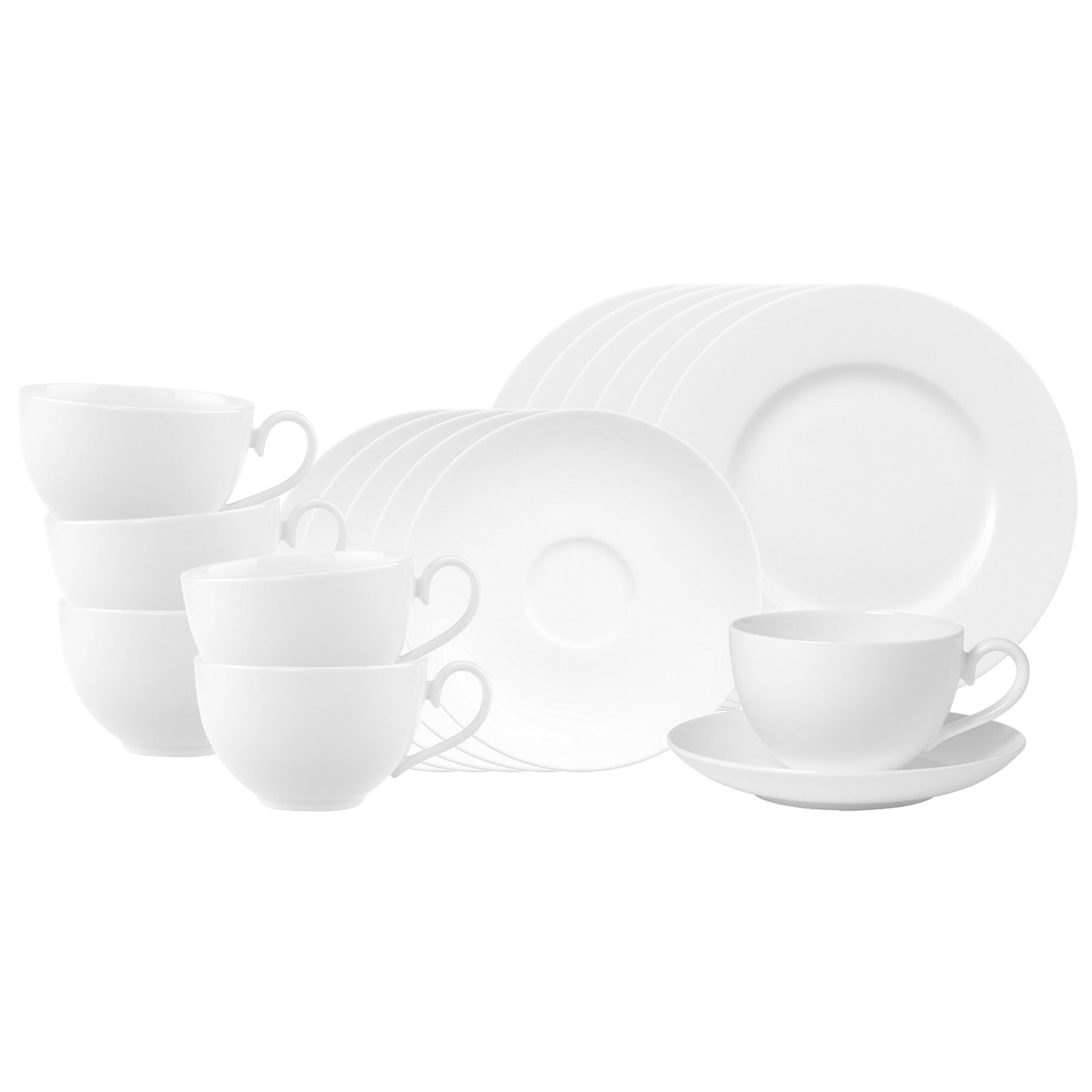 Villeroy & Boch Geschirr-Set "Cappucchino-Set Royal 18er Set weiß" Spülmaschinengeeignet, Mikrowellenfest