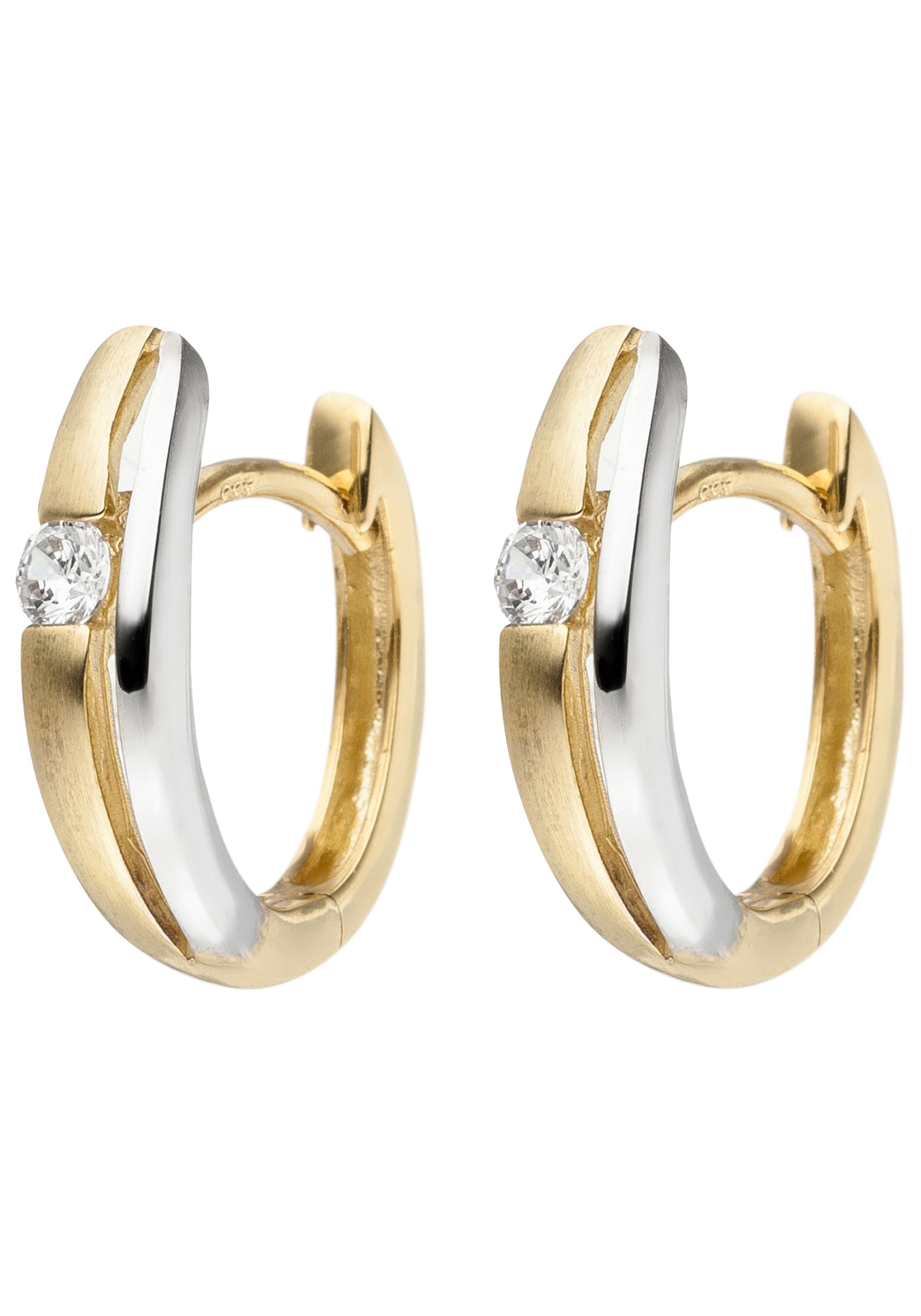 JOBO Paar Creolen »Ohrringe in Bicolor-Optik mit Zirkonia« 333 Gold
