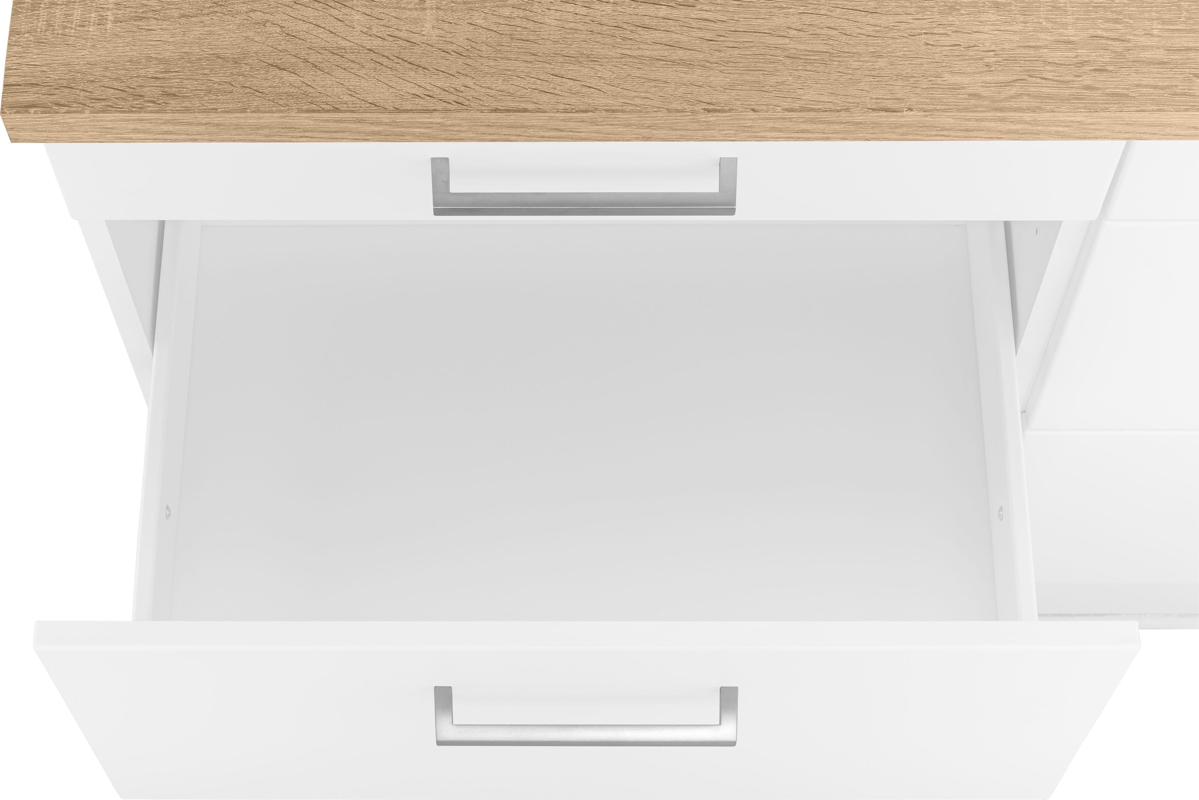 KOCHSTATION Küchenzeile »KS-Visby«, mit E-Geräten, Breite 330 cm inkl. Kühlschrank und Geschirrspüler