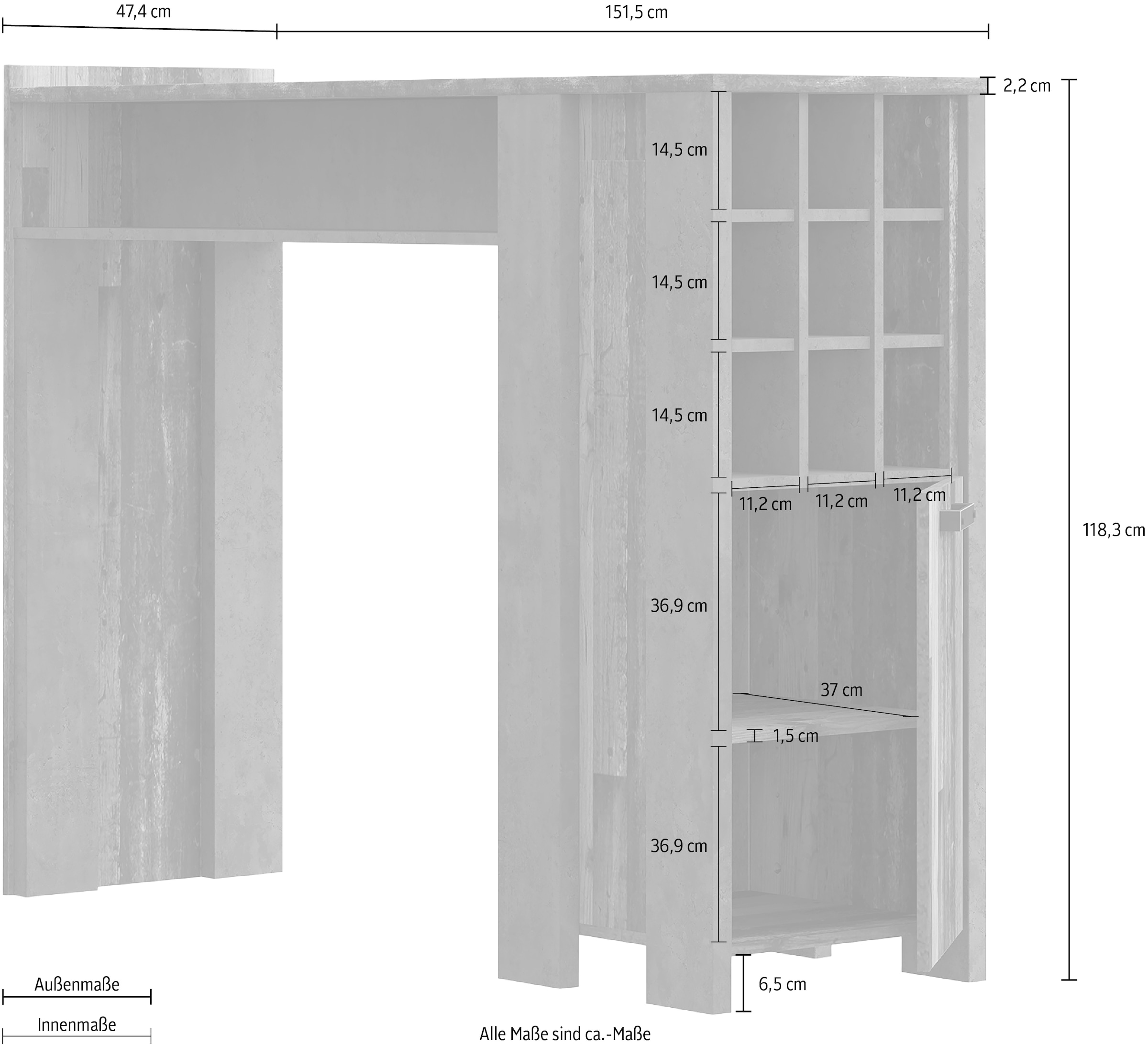 FORTE Barschrank »Clif«, Breite ca. 151 cm