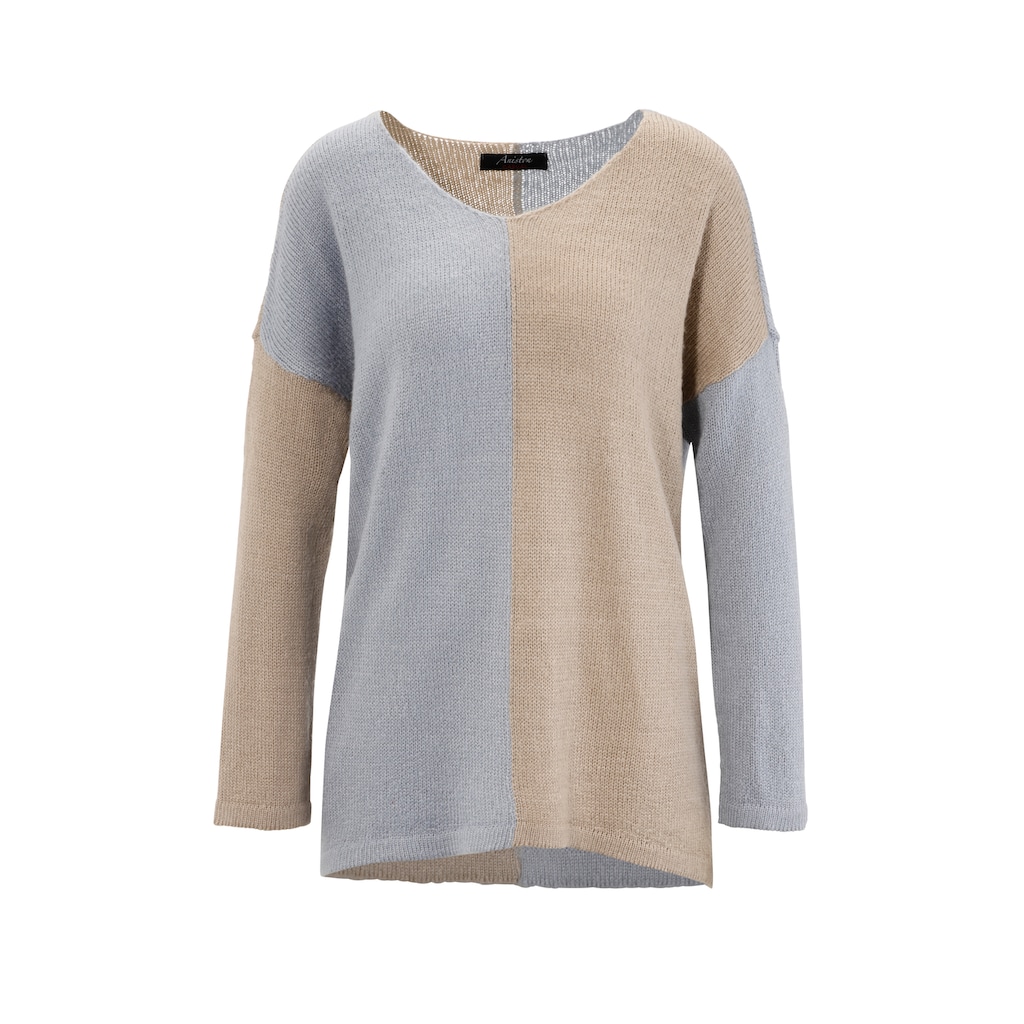 Aniston CASUAL Strickpullover, mit pastellfarbenem Farbteiler