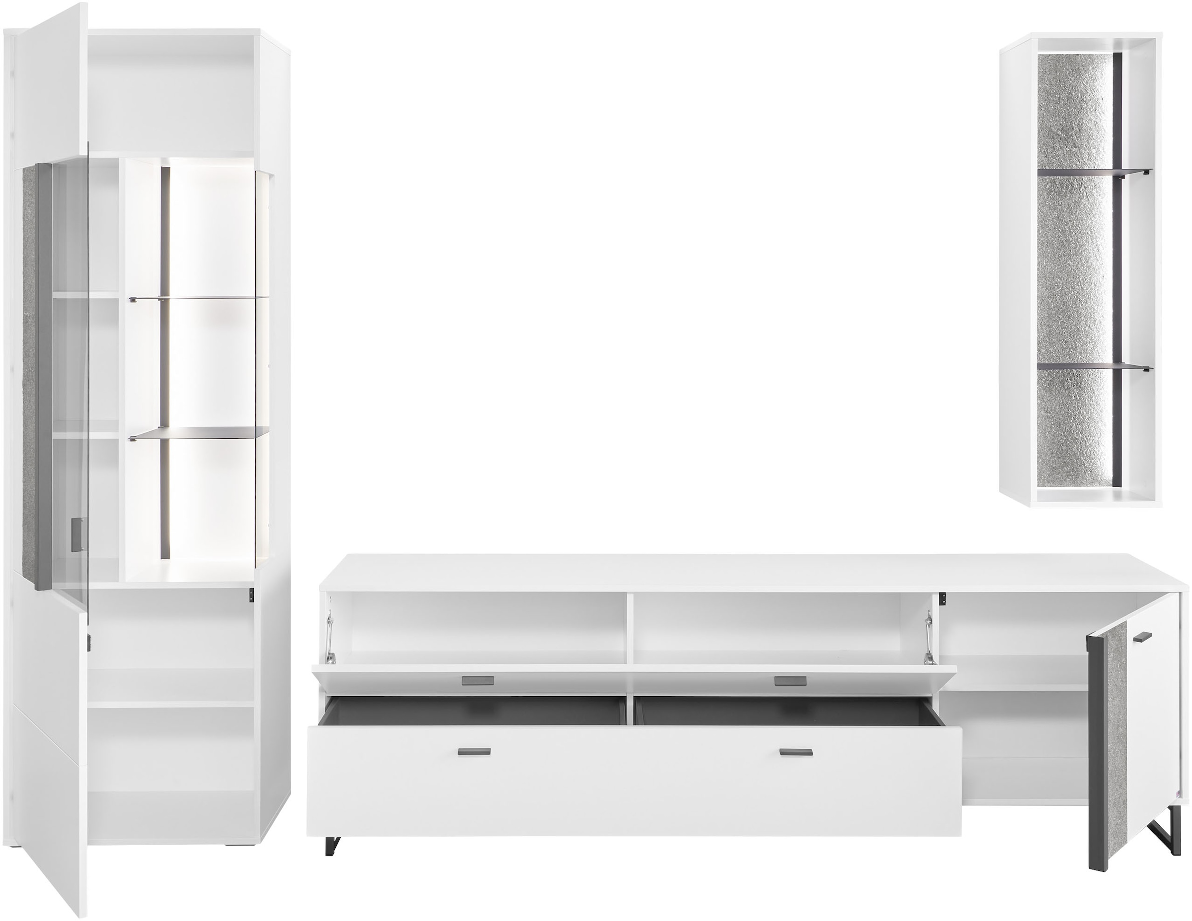 set one by Musterring TV-Wand »Deltona«, (3 St.), Zierelemente aus Sandstein, mit Hängeregal Gesamtbreite ca. 287cm