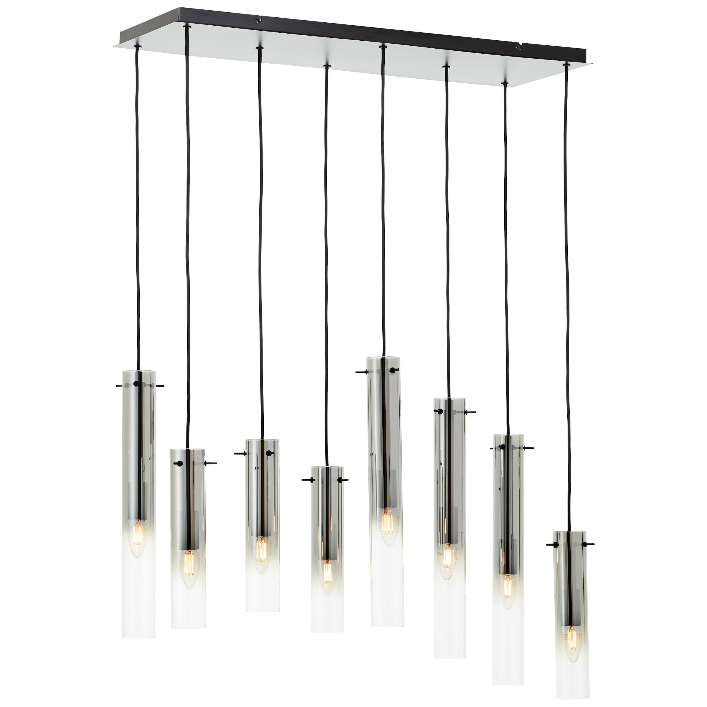 Brilliant Pendelleuchte kürzbar, x 80 cm, »Glasini«, x schwarz E14, 8 199 Metall/Rauchglas, BAUR x matt | 8 30 flammig-flammig