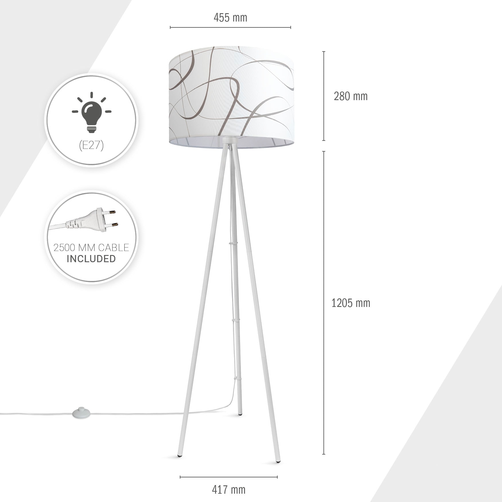 Lampenschirm Stehlampe Dreibein Uni Home Stoff Modern | Tribal«, Stehlampe »Trina Paco BAUR Stativ Vintage Mit