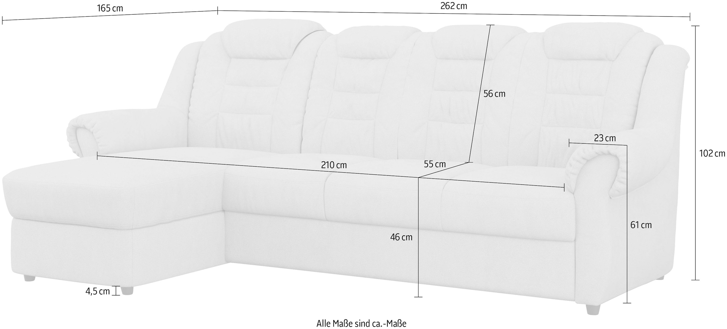 Home affaire Ecksofa »Boston L-Form«, Gemütliches Ecksofa mit hoher Rückenlehne in klassischem Design