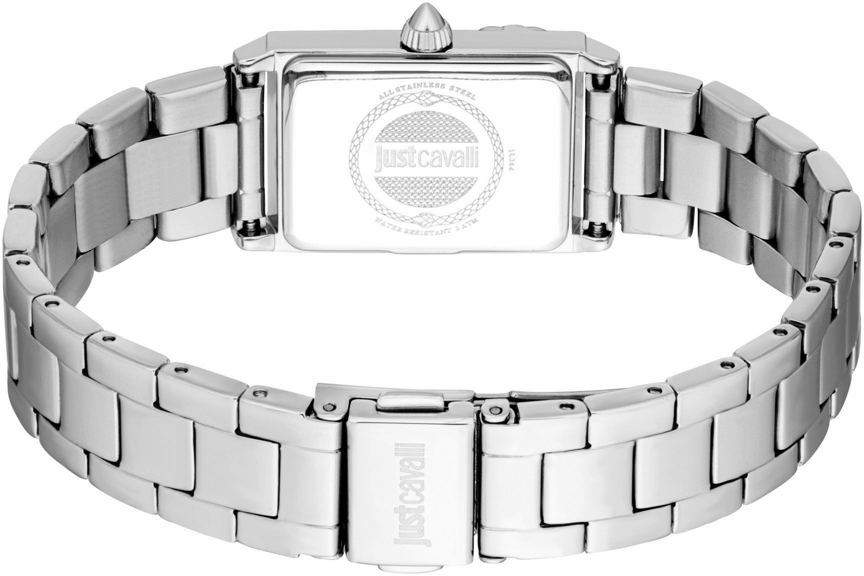 Just Cavalli Time Quarzuhr »Snake«, Armbanduhr, Damenuhr, Edelstahlarmband, analog, Kristallsteine
